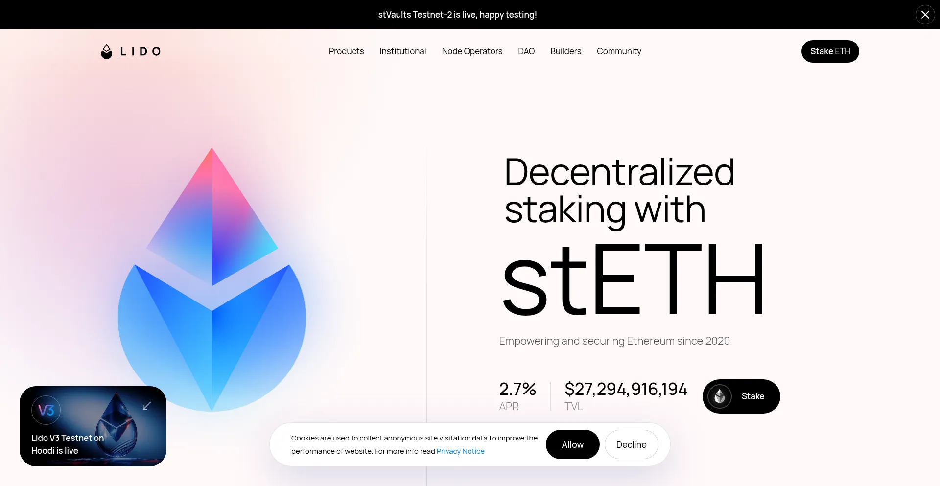 Website screenshot of Lido.fi