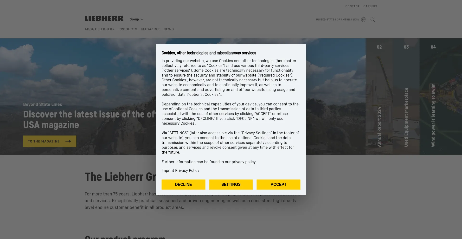 Liebherr.com Screenshot