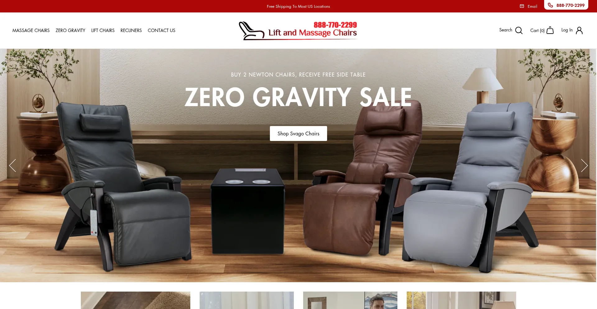 Website screenshot of Liftandmassagechairs.com