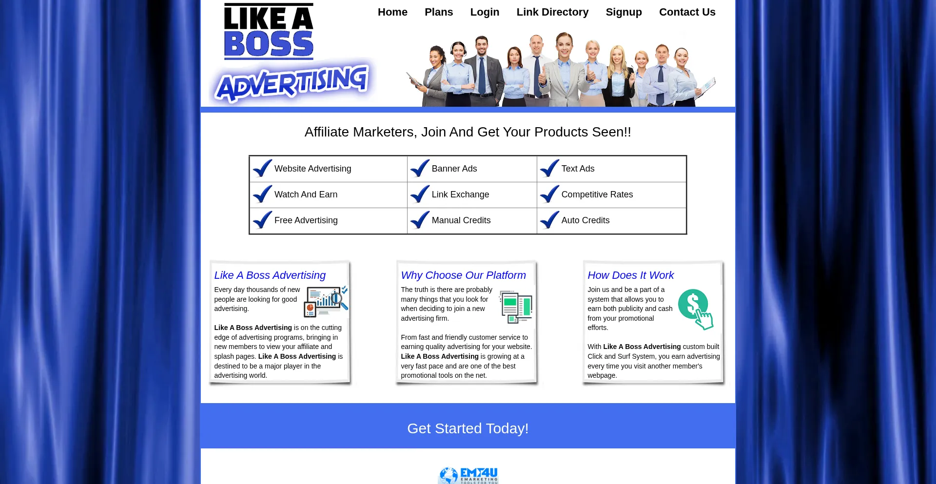 Website screenshot of Likeabossadvertising.com