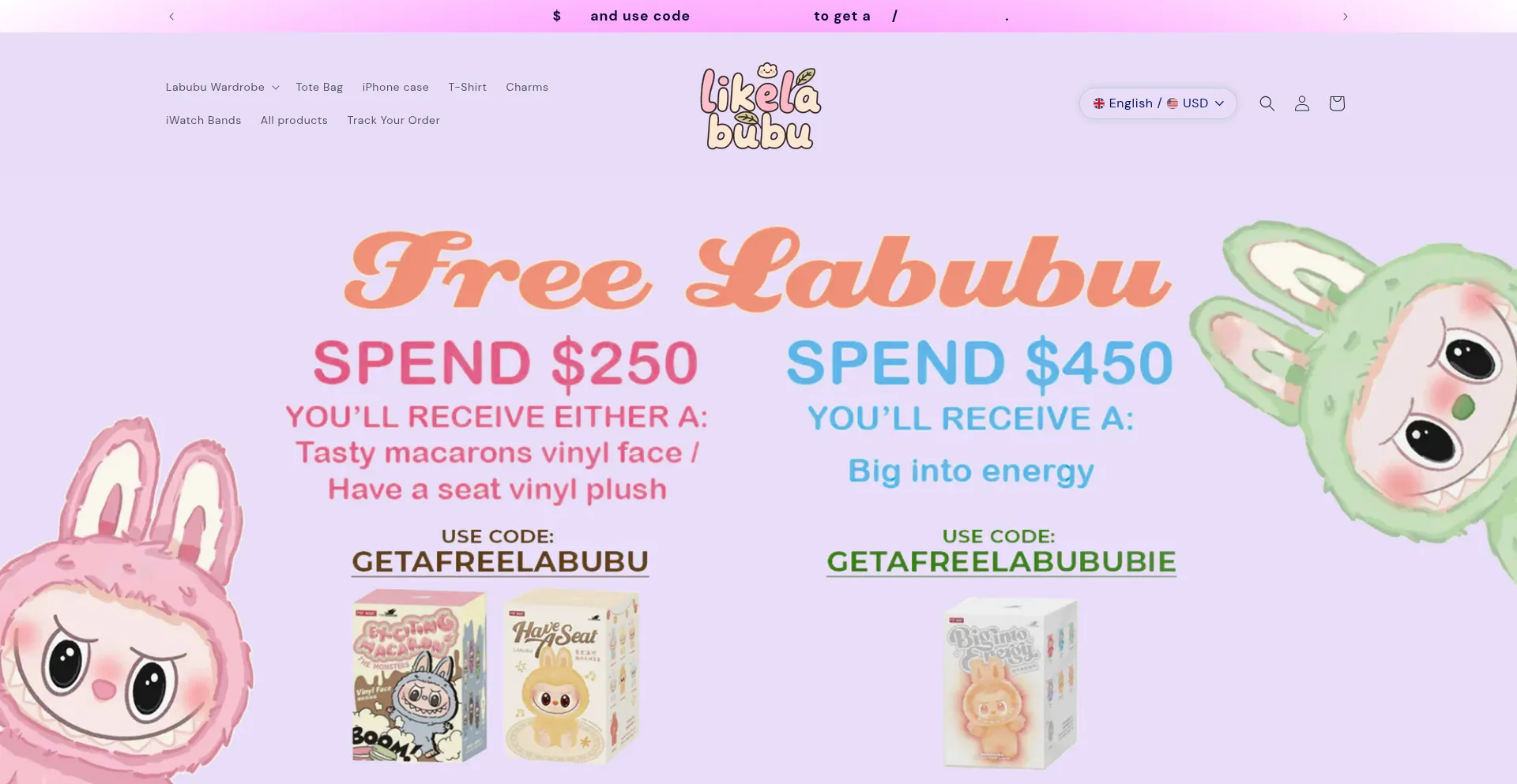 Website screenshot of Likelabubu.com
