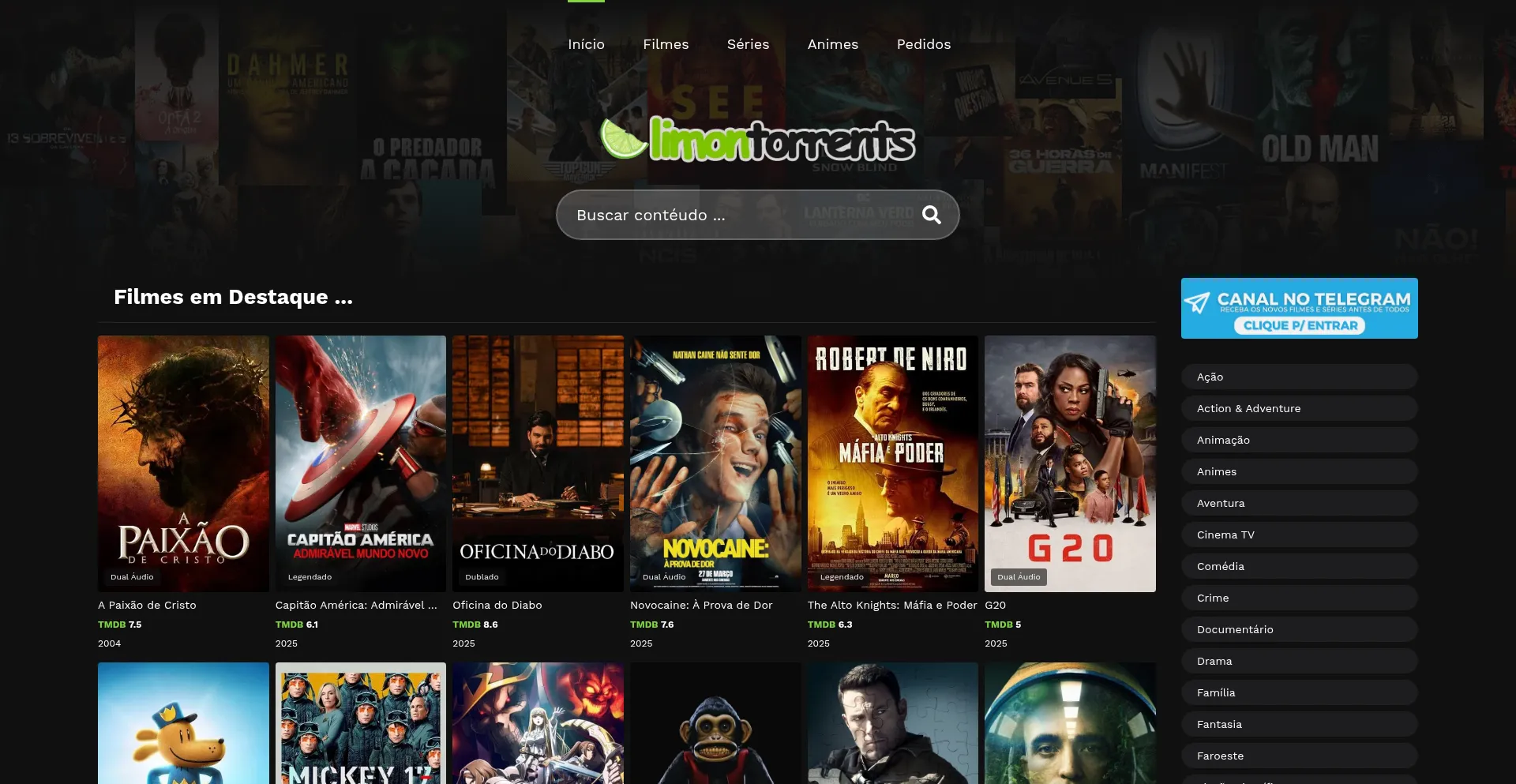 Website screenshot of Limontorrents.org