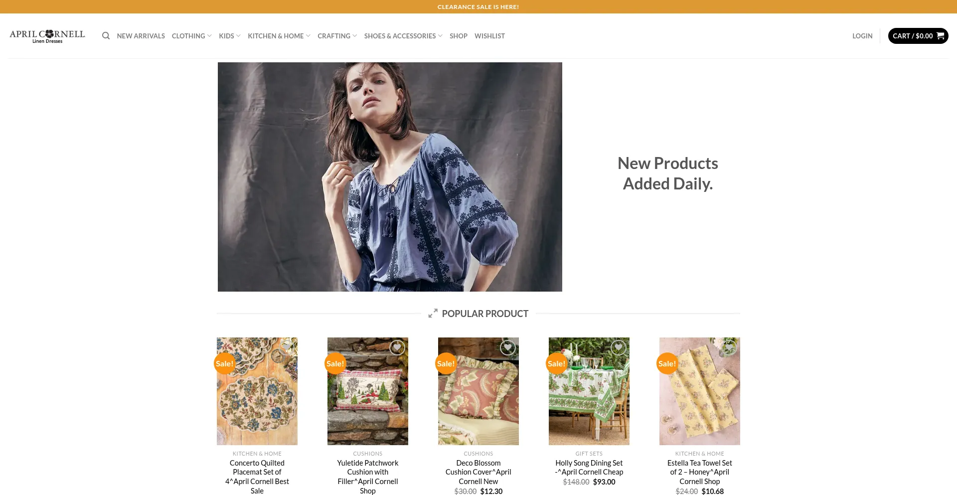 Website screenshot of Linensdresses.com