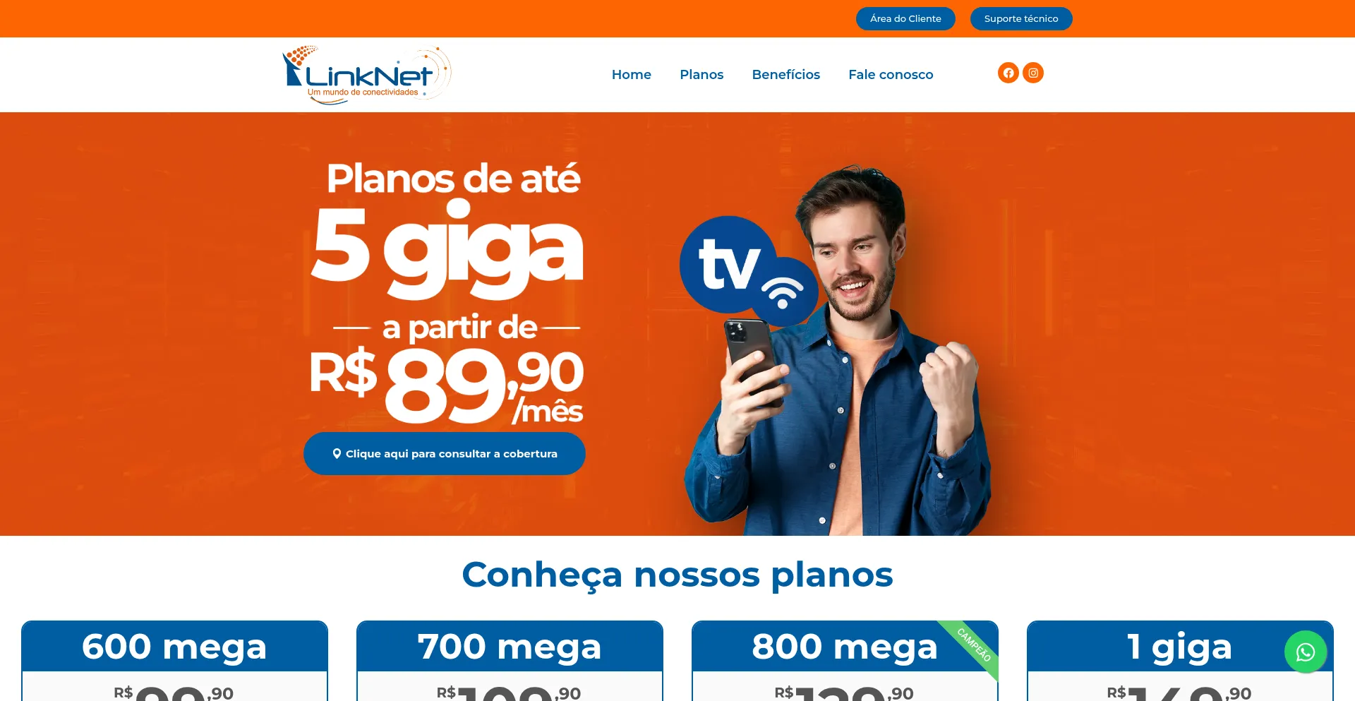 Website screenshot of Linknetpsi.com.br