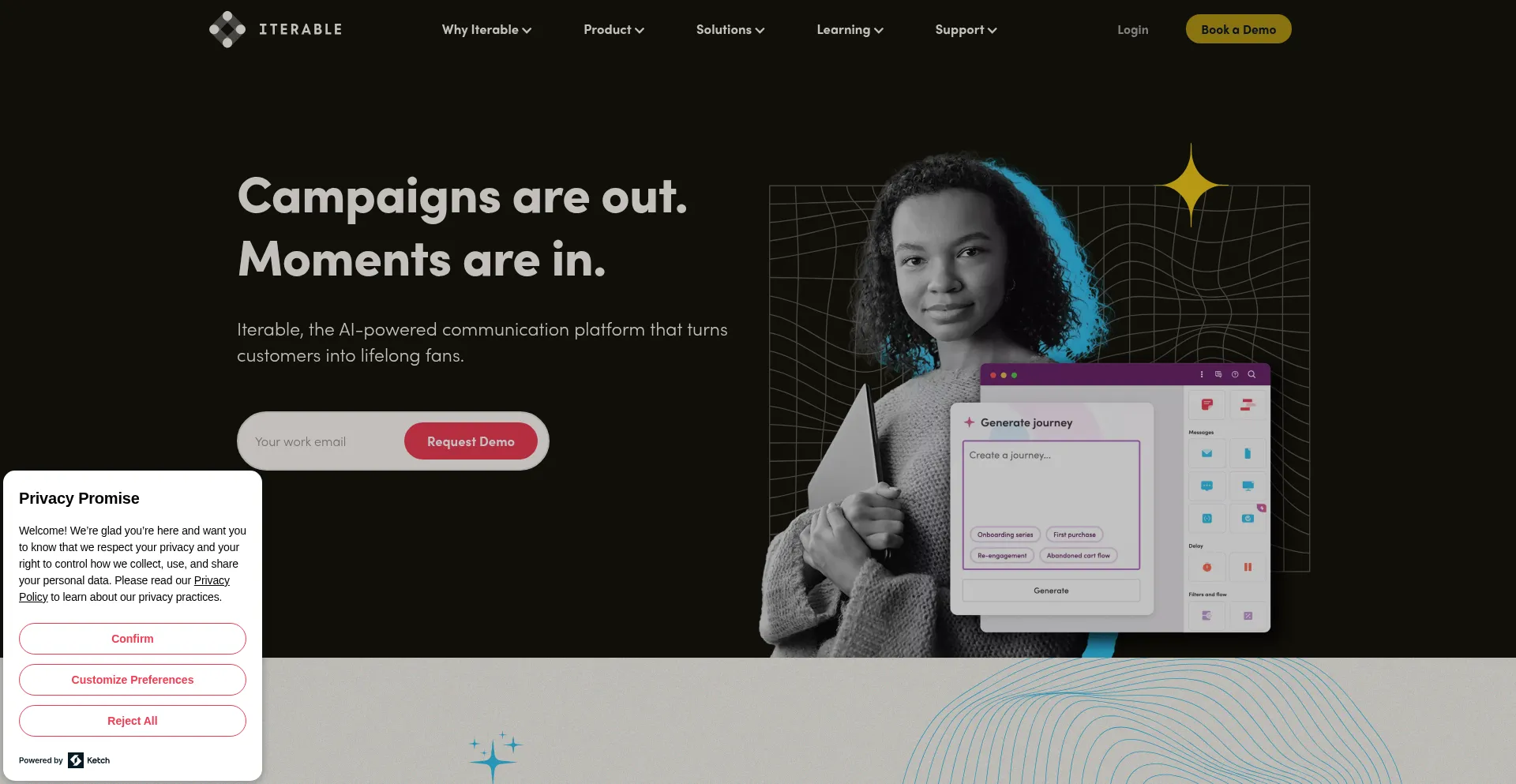 Website screenshot of Links.iterable.com