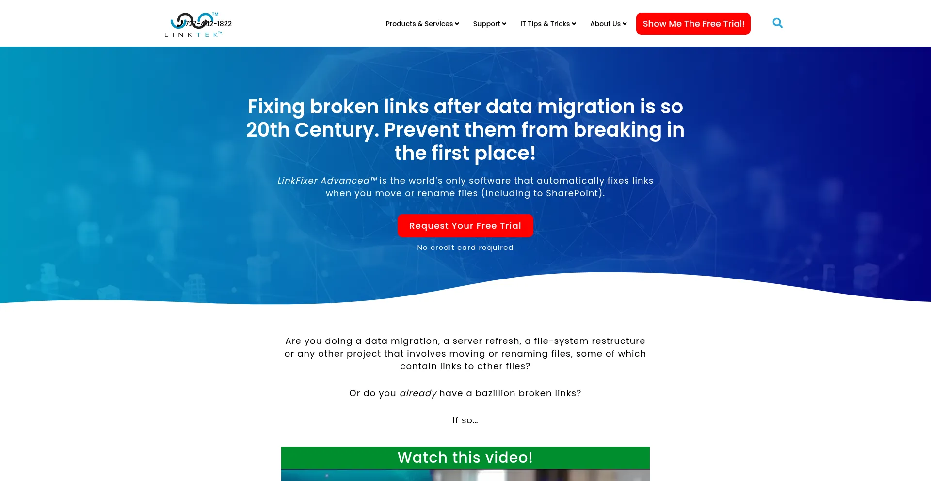 Website screenshot of Linkteklanding.com