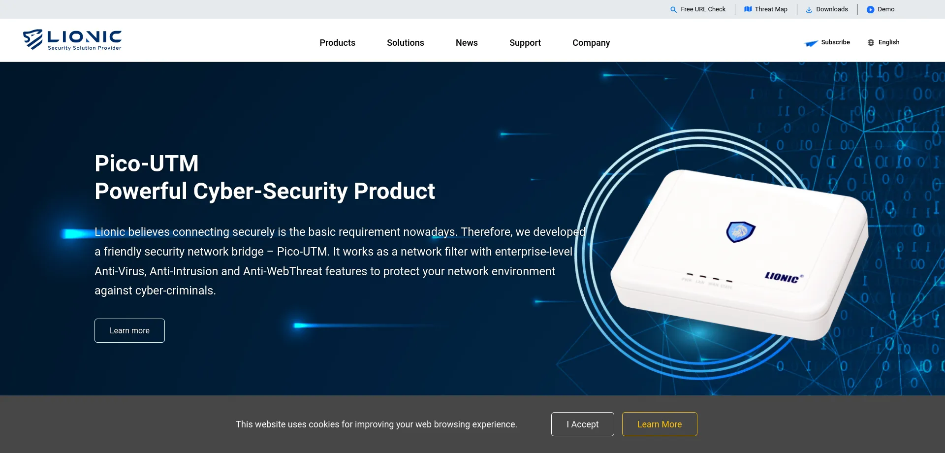 Website screenshot of Lionic.com