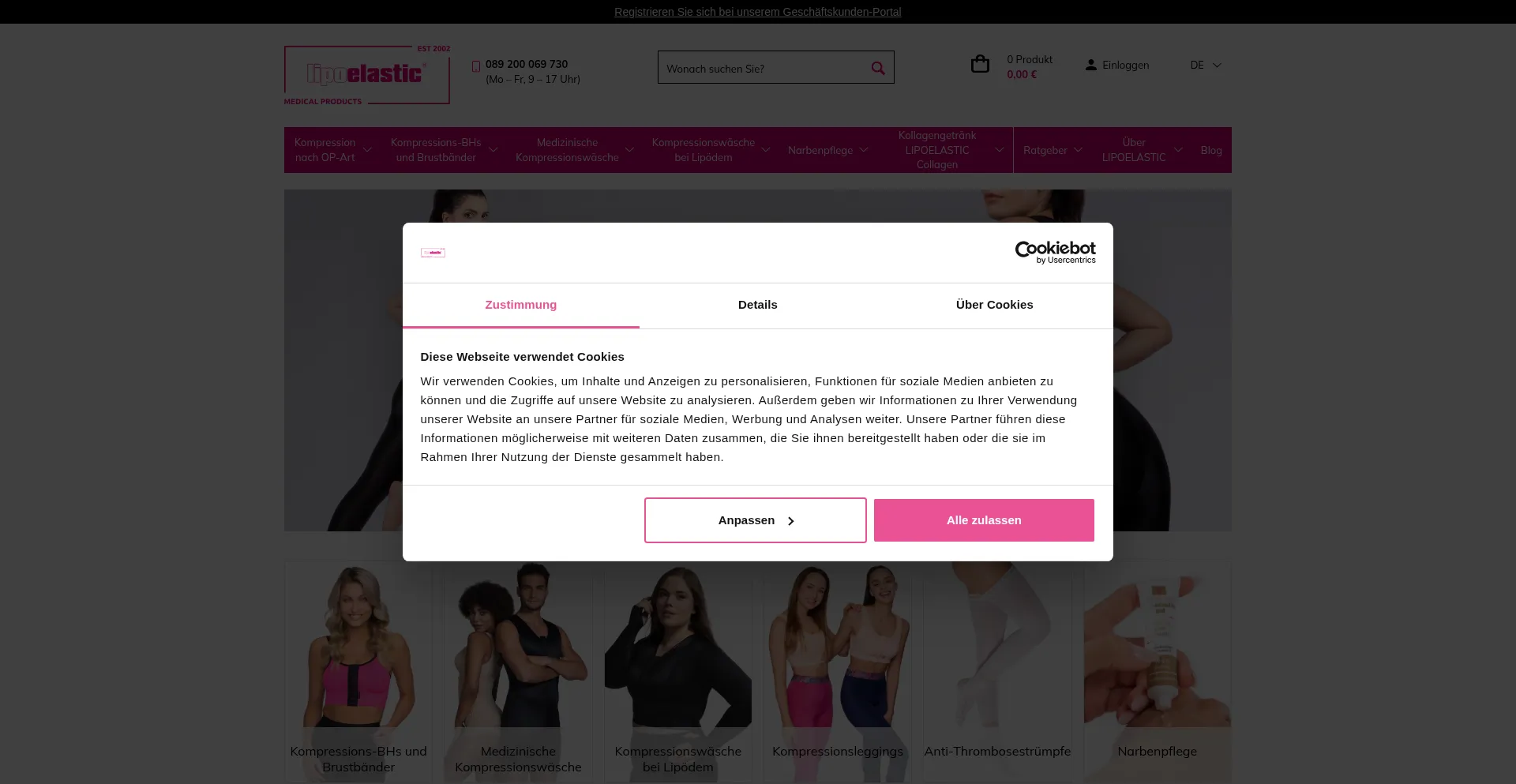 Website screenshot of Lipoelastic.de