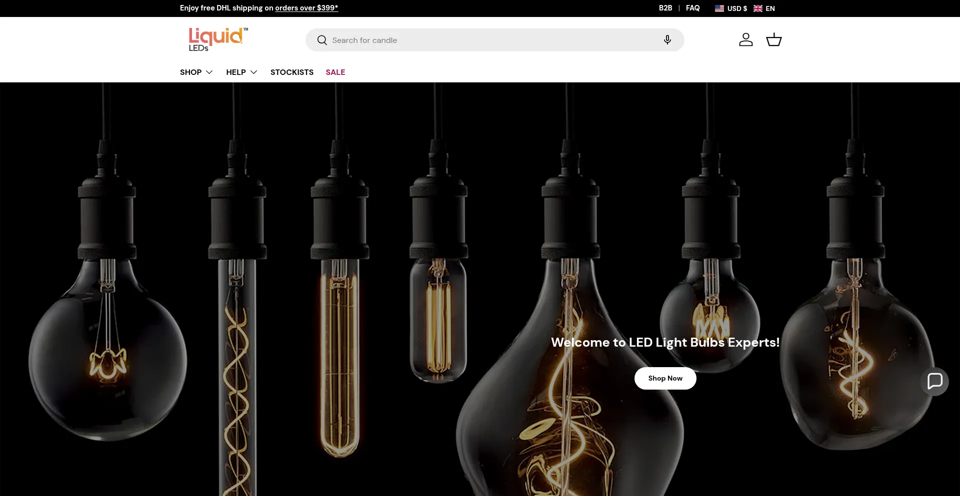Website screenshot of Liquid-leds.com