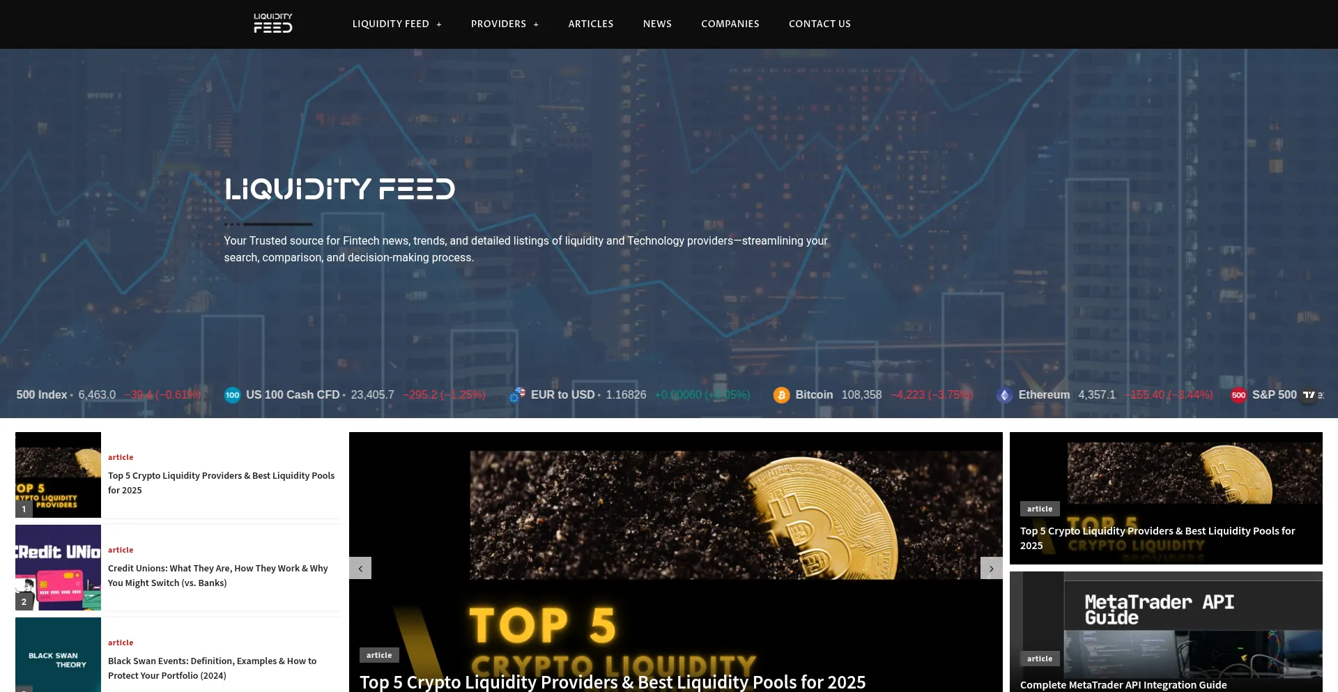 Website screenshot of Liquidityfeed.com