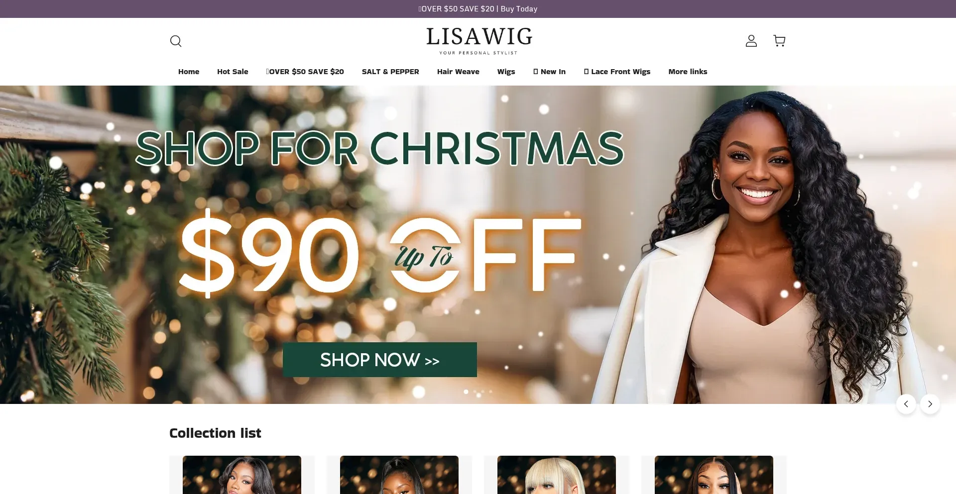 Website screenshot of Lisawig.com