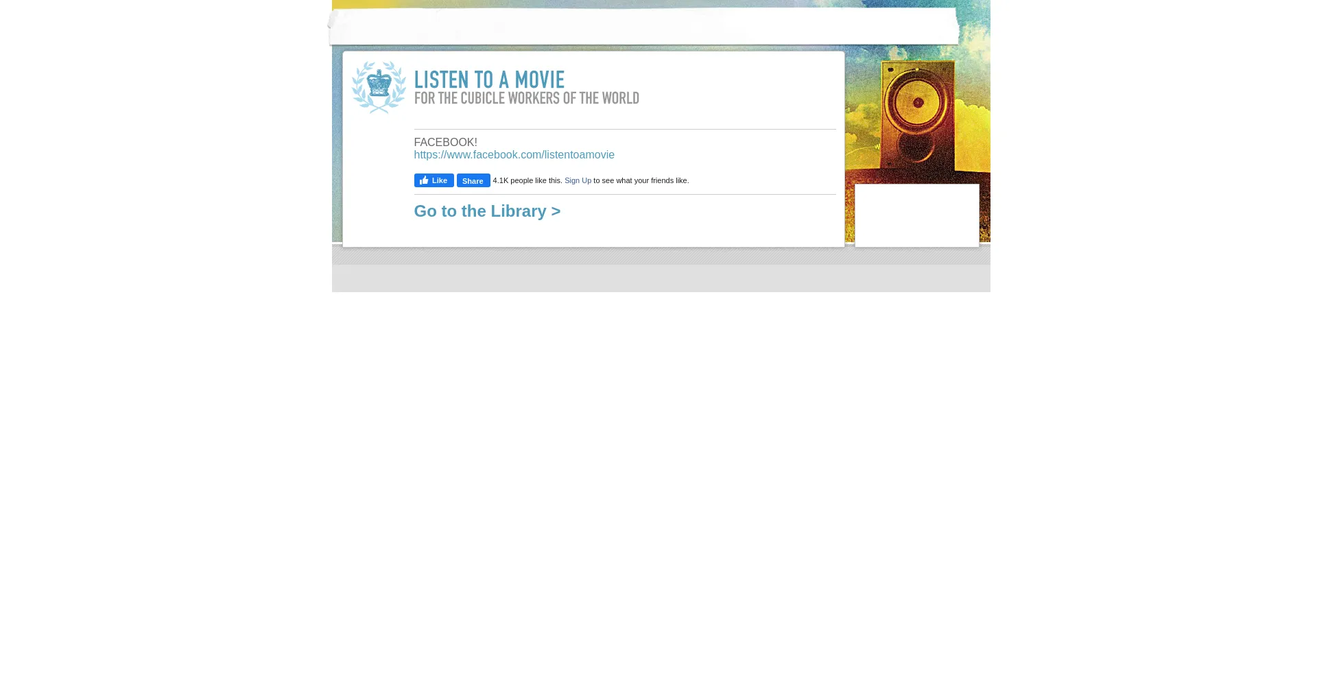 Website screenshot of Listentoamovie.com