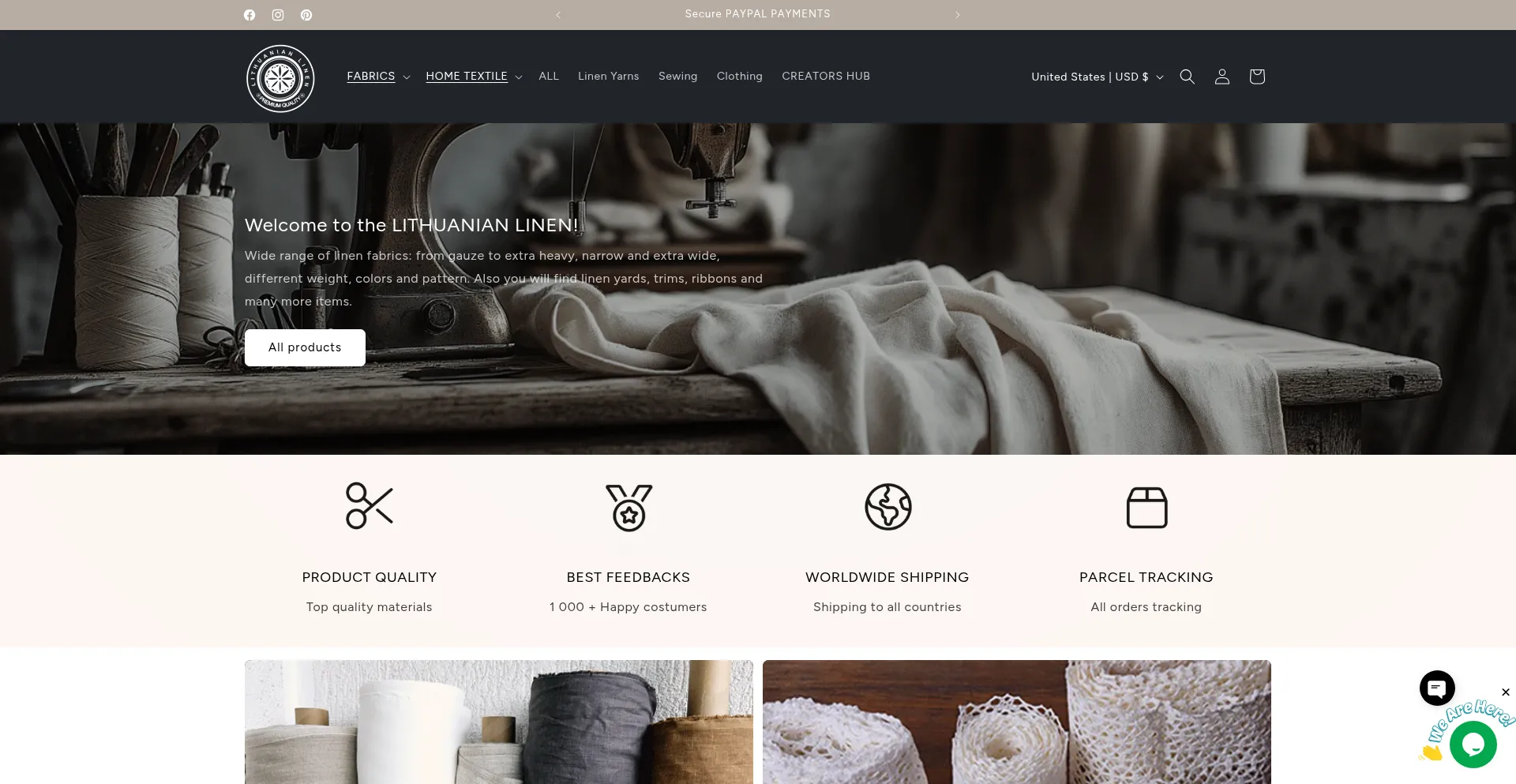 Website screenshot of Lithuanianlinen.com
