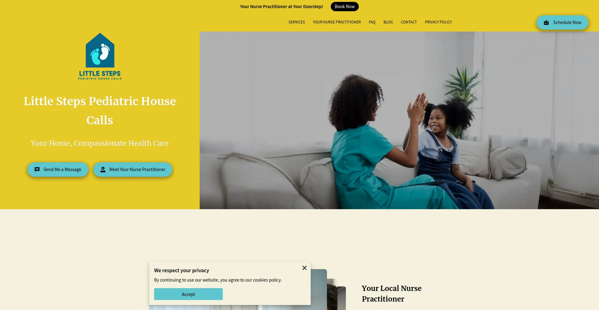 Website screenshot of Littlestepshousecalls.com