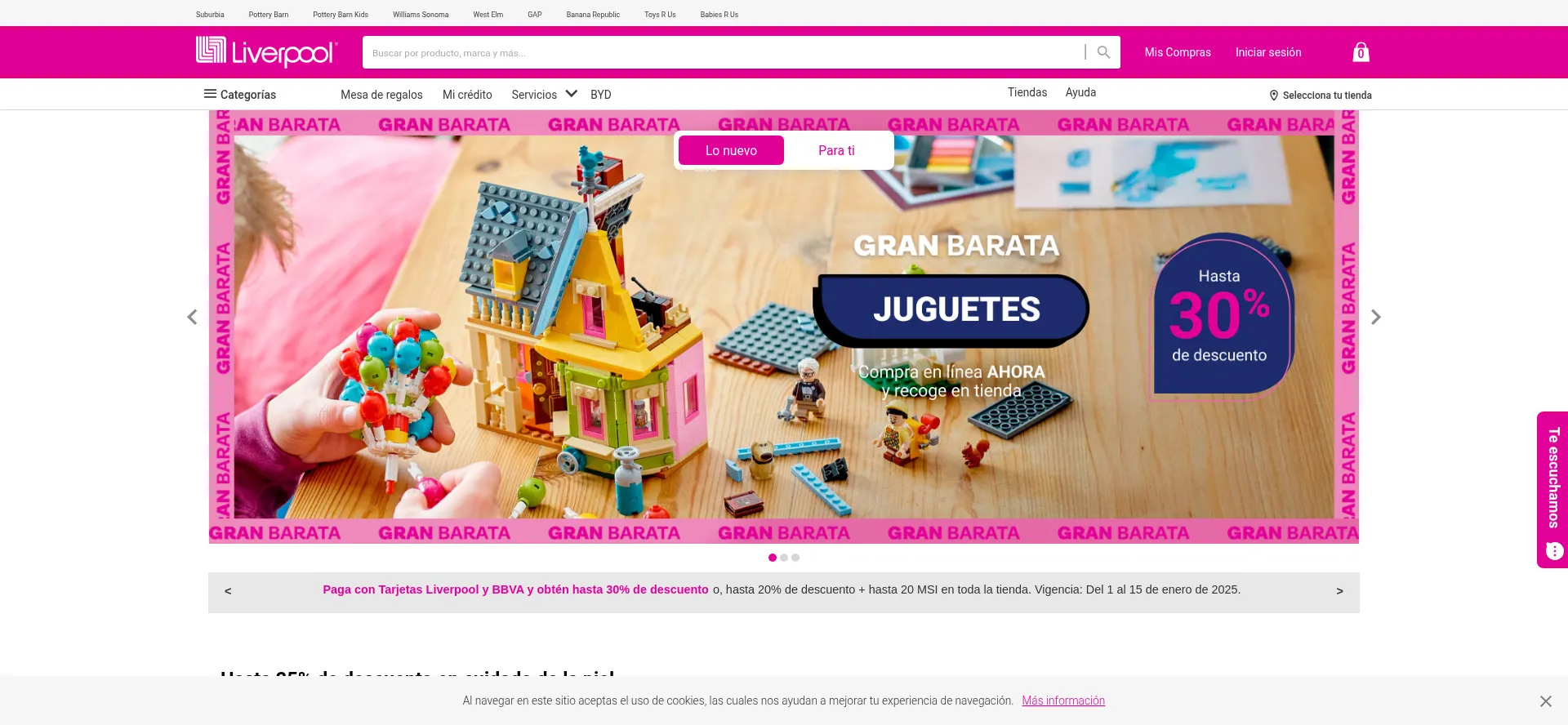 Website screenshot of Liverpool.com.mx