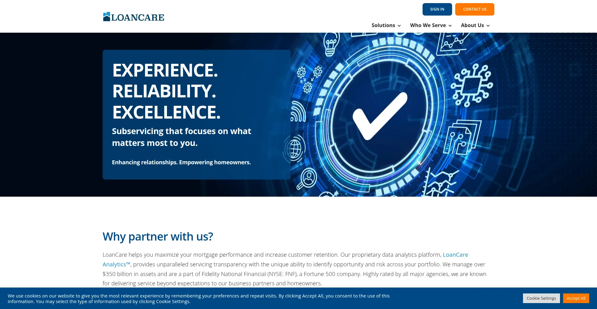 Website screenshot of Loancareservicing.com