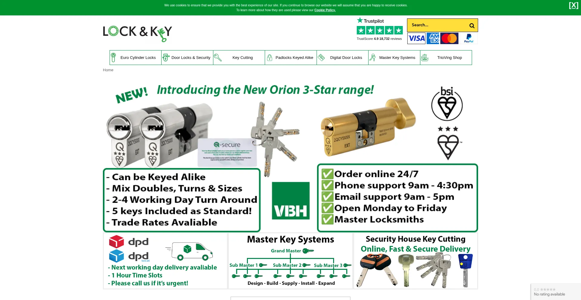 Website screenshot of Lockandkey.co.uk