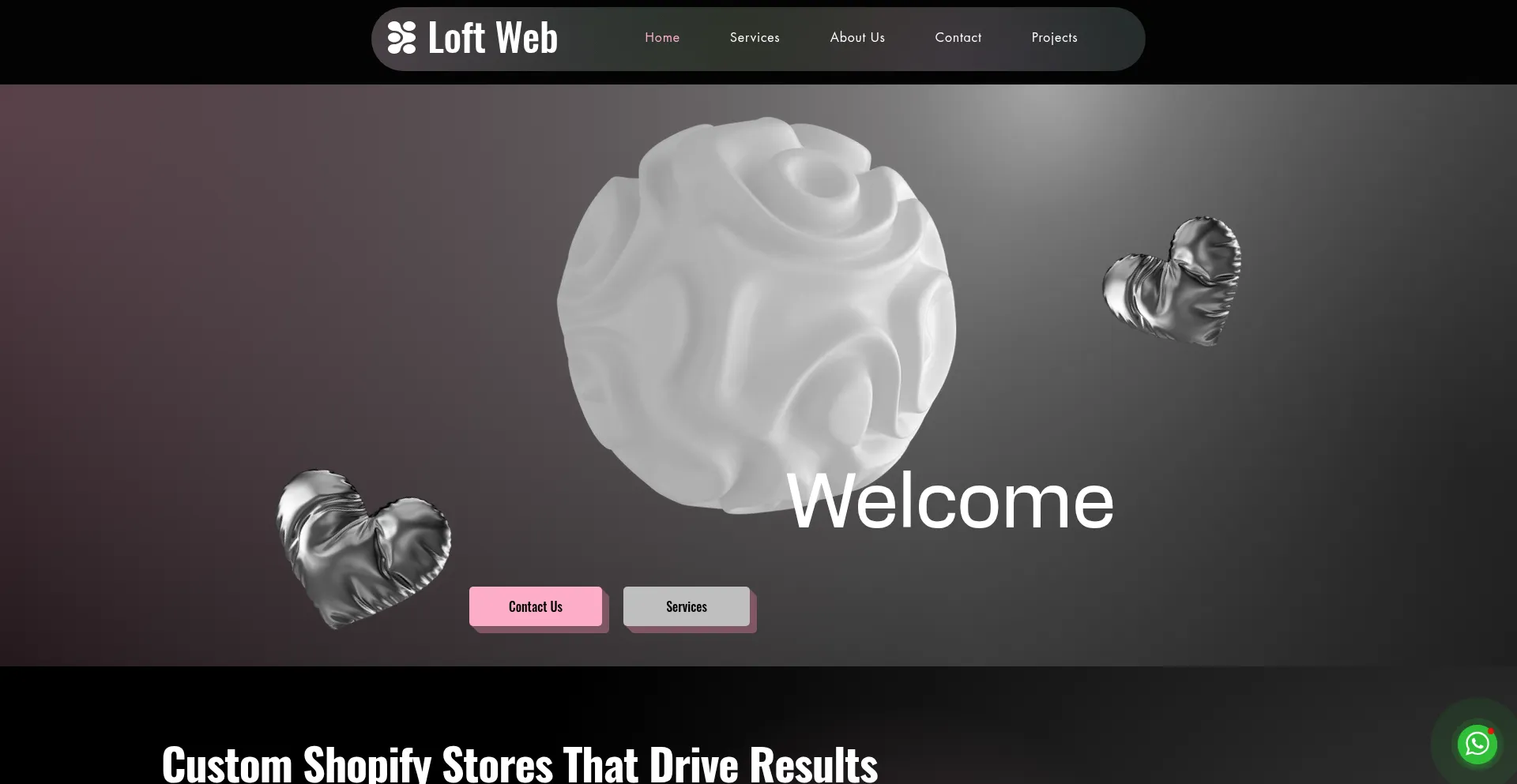 Website screenshot of Loftwebs.com