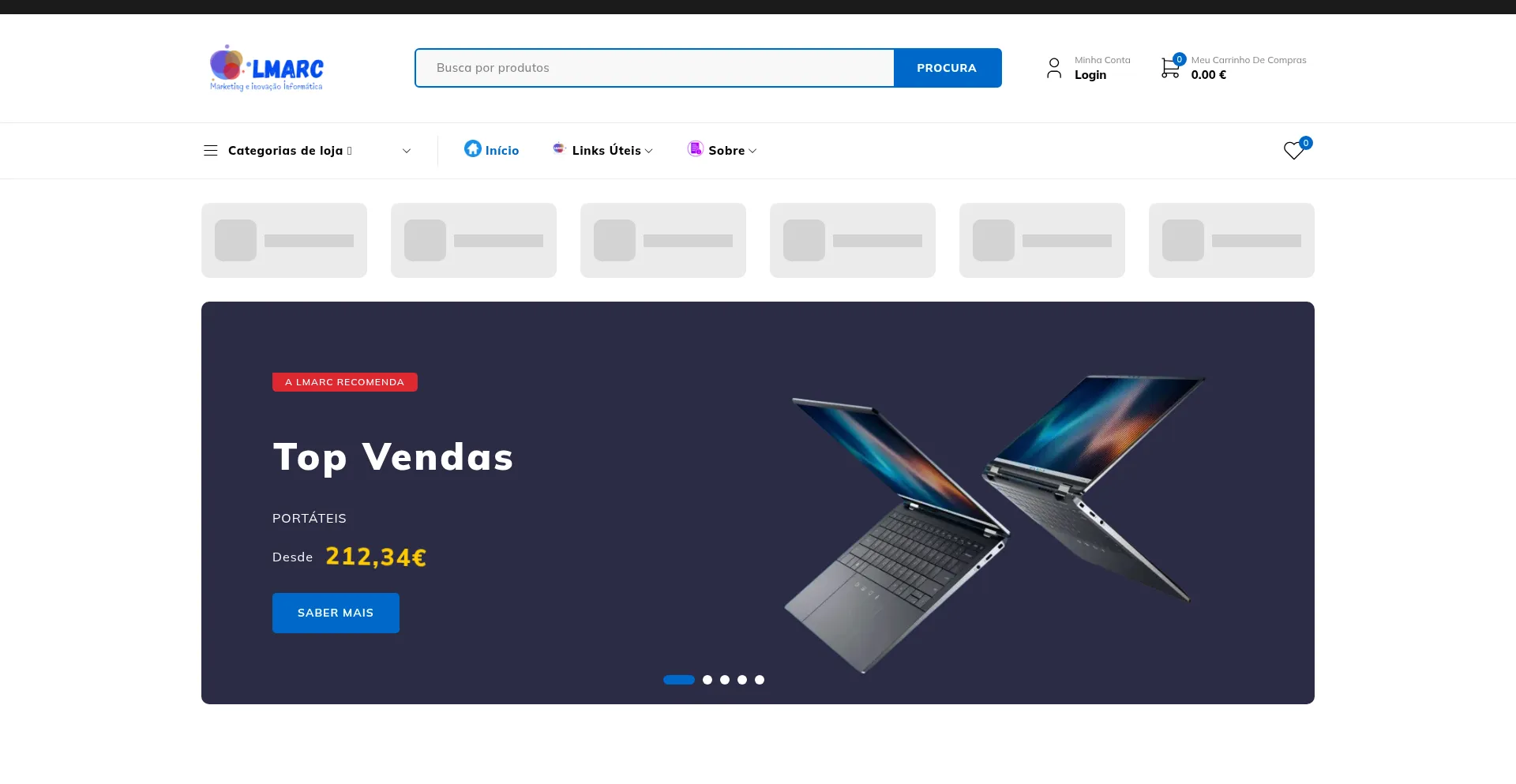 Website screenshot of Loja.lmarc.pt