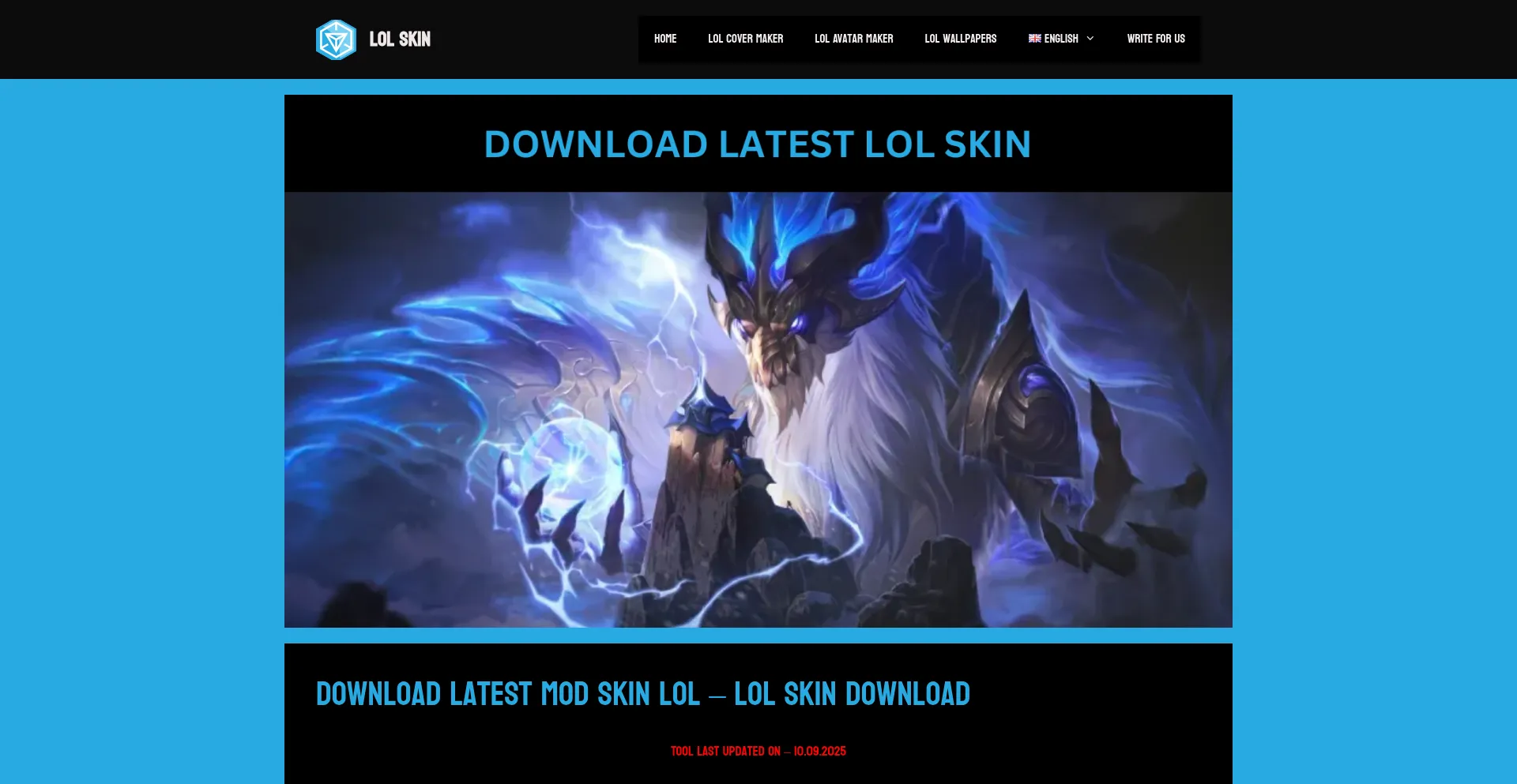 Website screenshot of Lol-skin.net