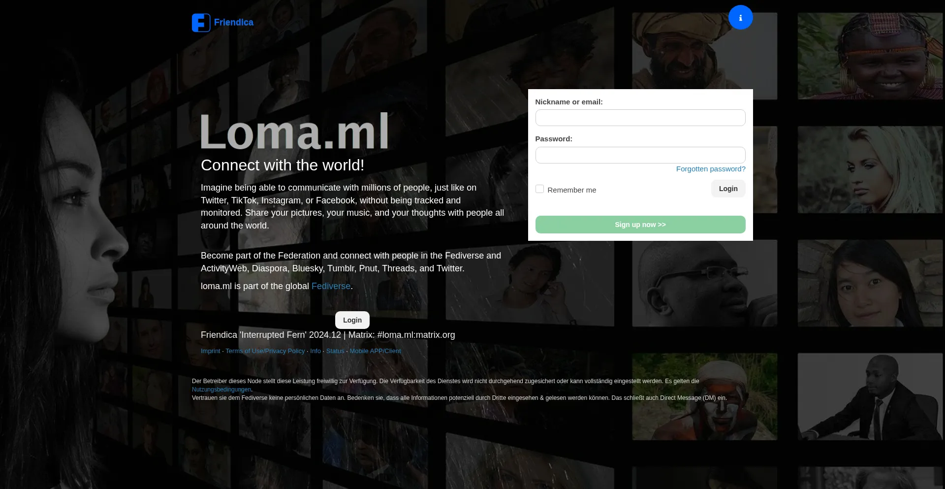 Website screenshot of Loma.ml