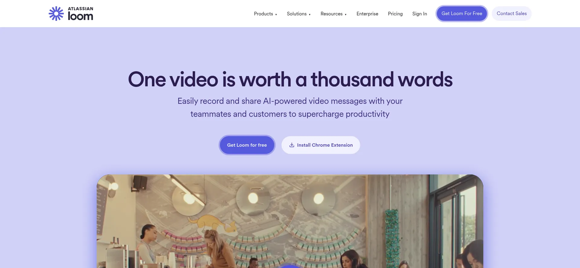 Website screenshot of Loom.com