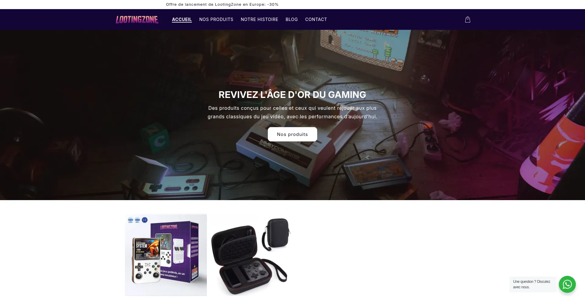 Website screenshot of Lootingzone.com