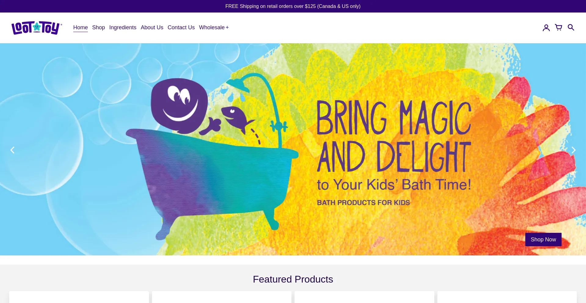 Website screenshot of Loottoys.com