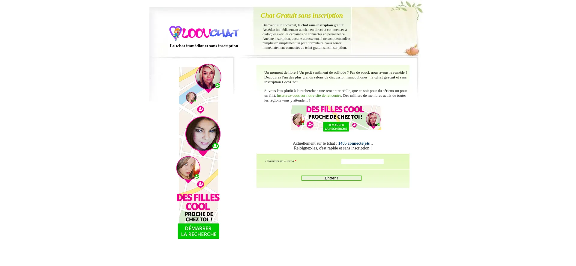 Website screenshot of Loovchat.com