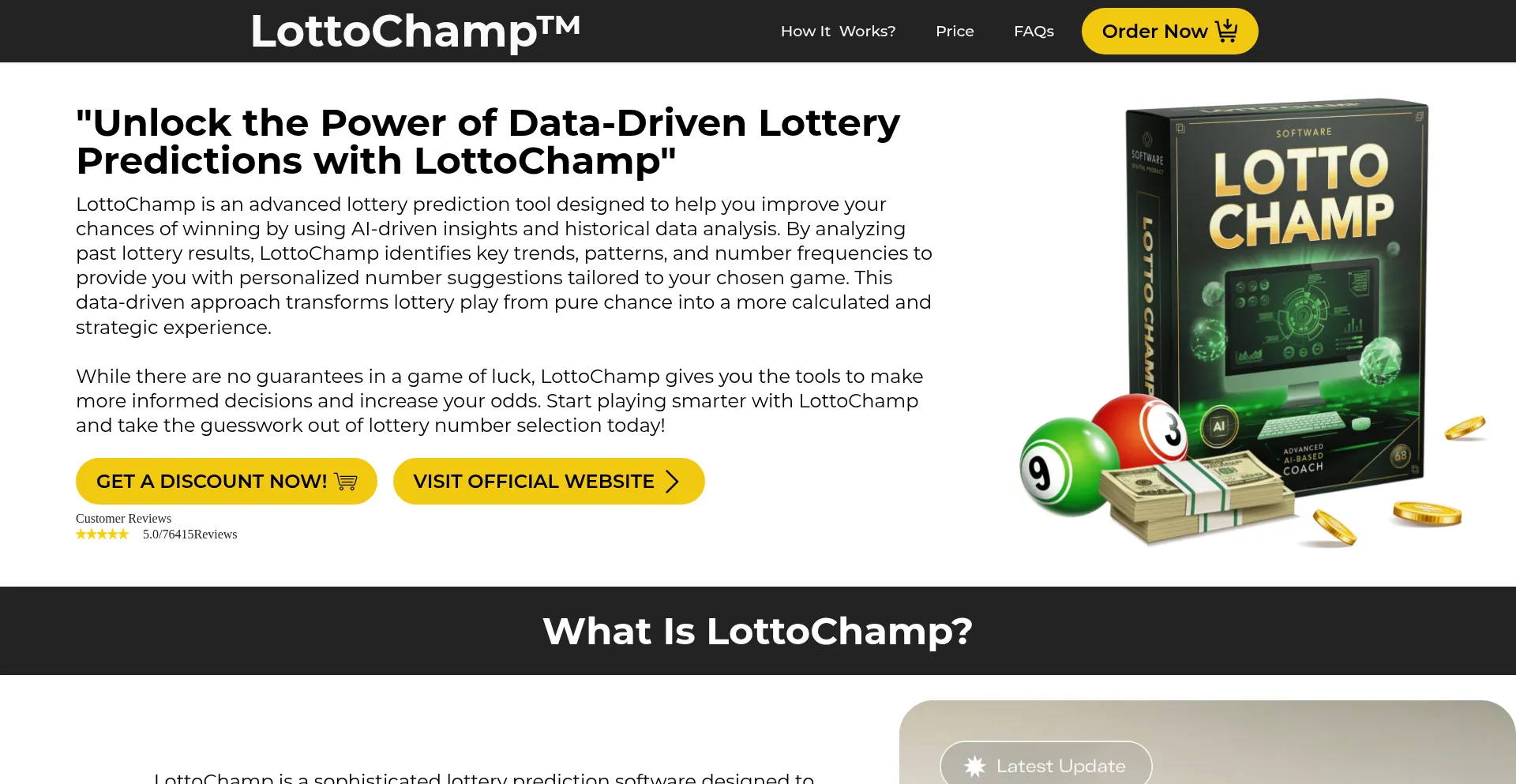 Website screenshot of Lotochamp.com