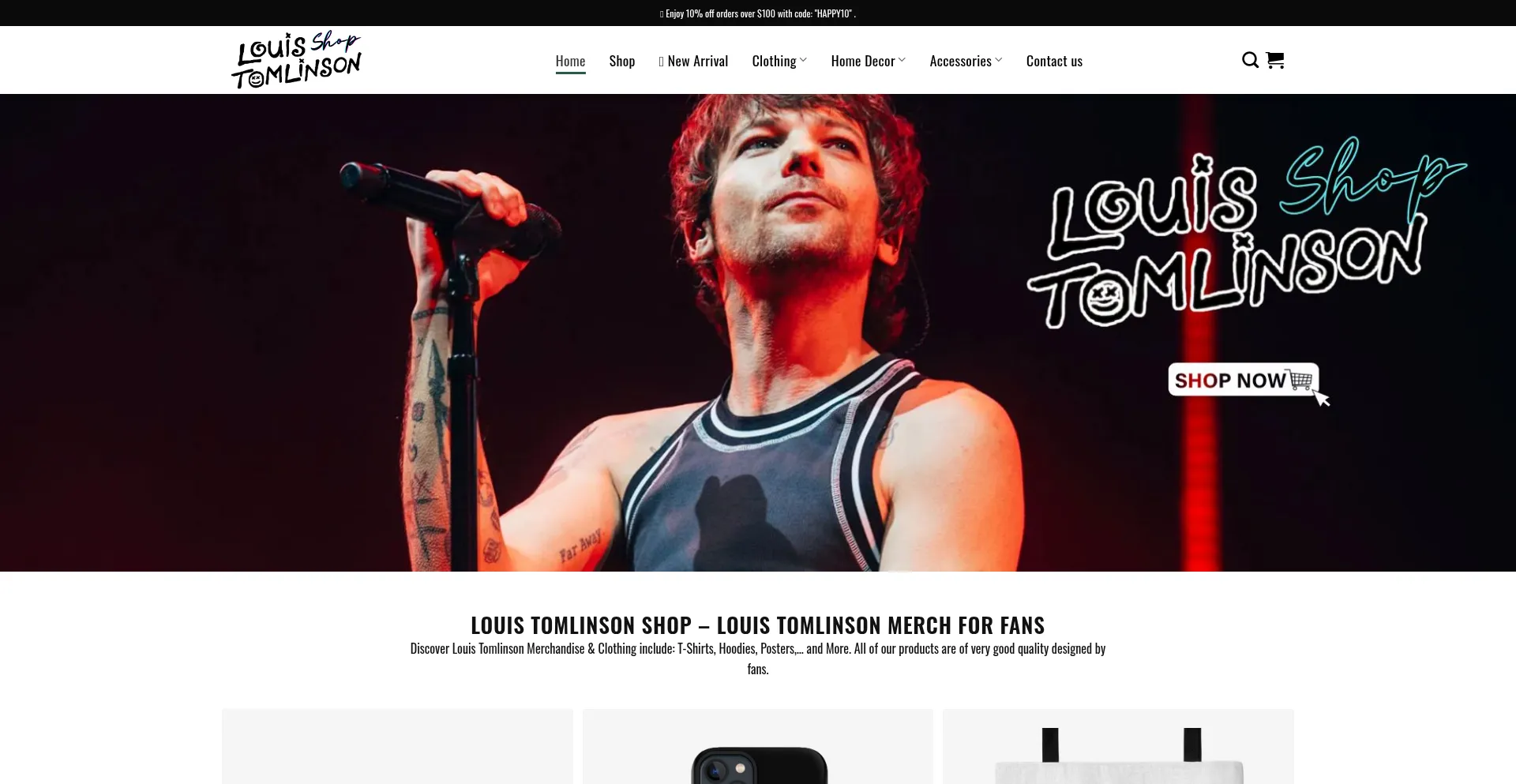 Website screenshot of Louistomlinson.shop
