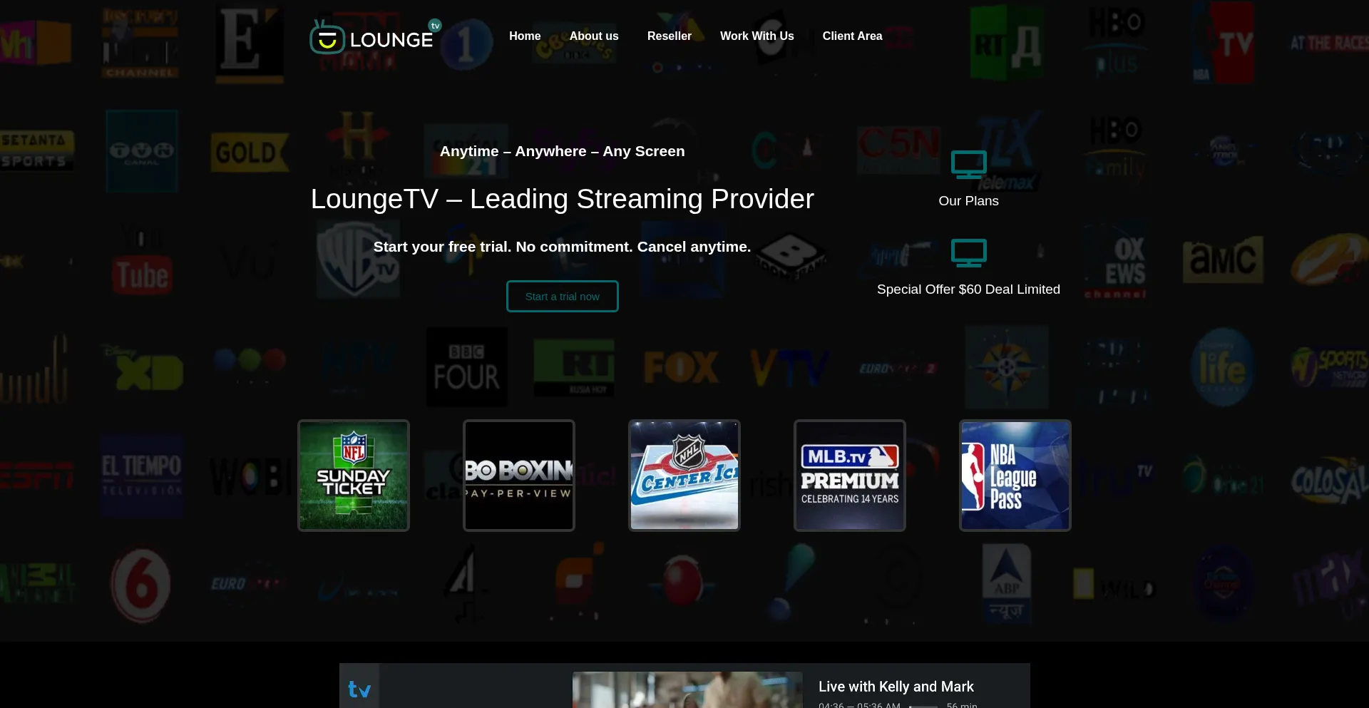 Website screenshot of Loungetv.online