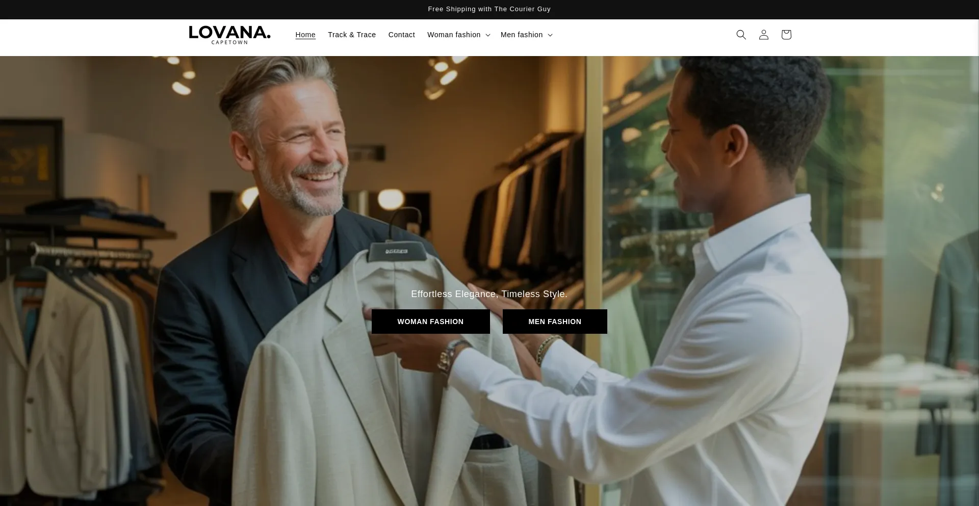 Website screenshot of Lovana-capetown.co.za