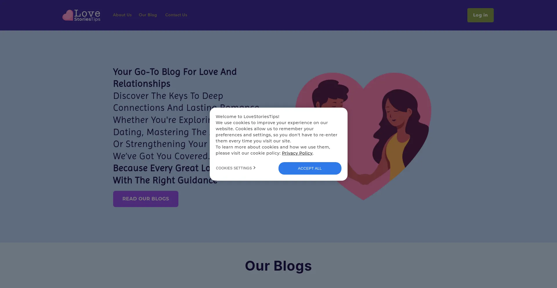 Website screenshot of Love-stories-tips.com