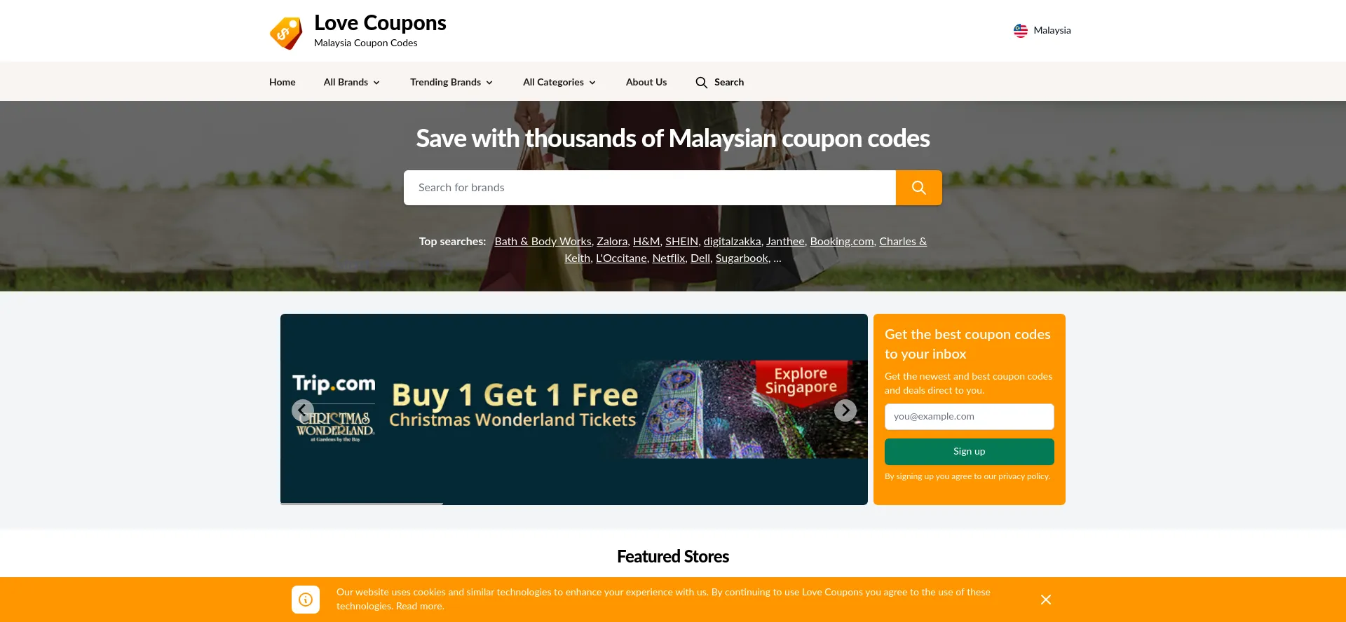 Website screenshot of Lovecoupons.com.my