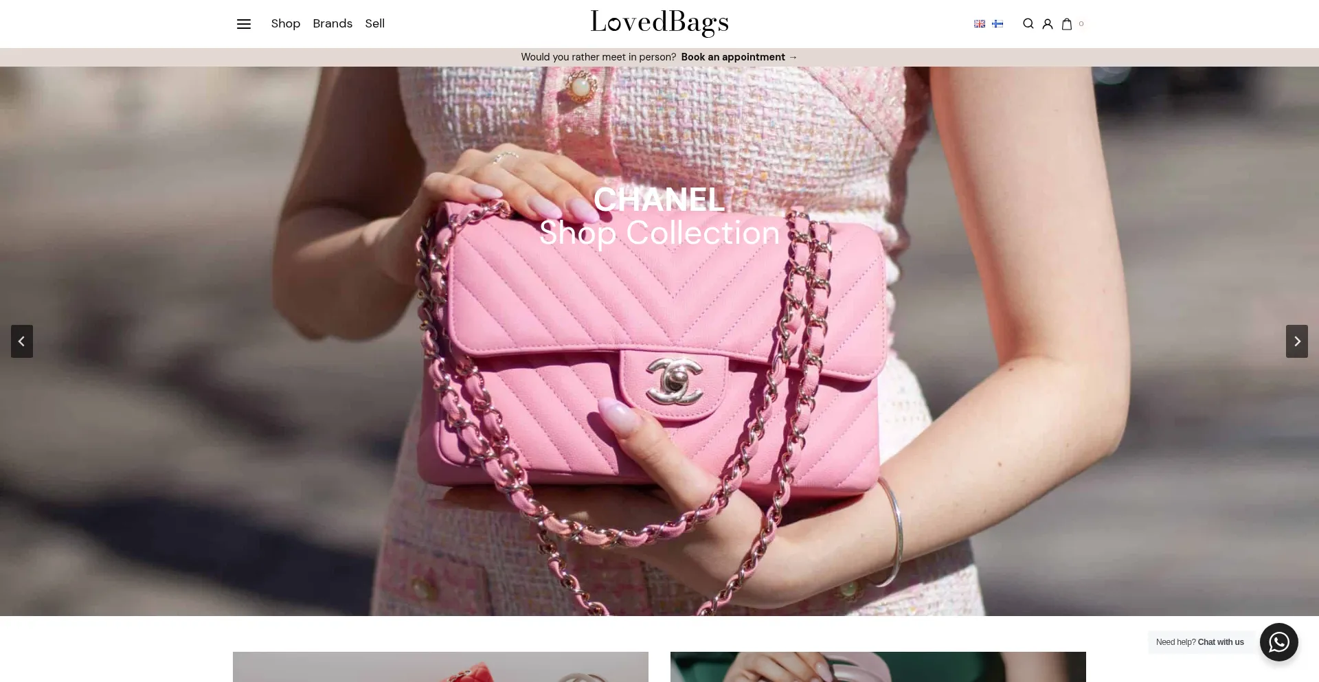 Website screenshot of Lovedbags.fi