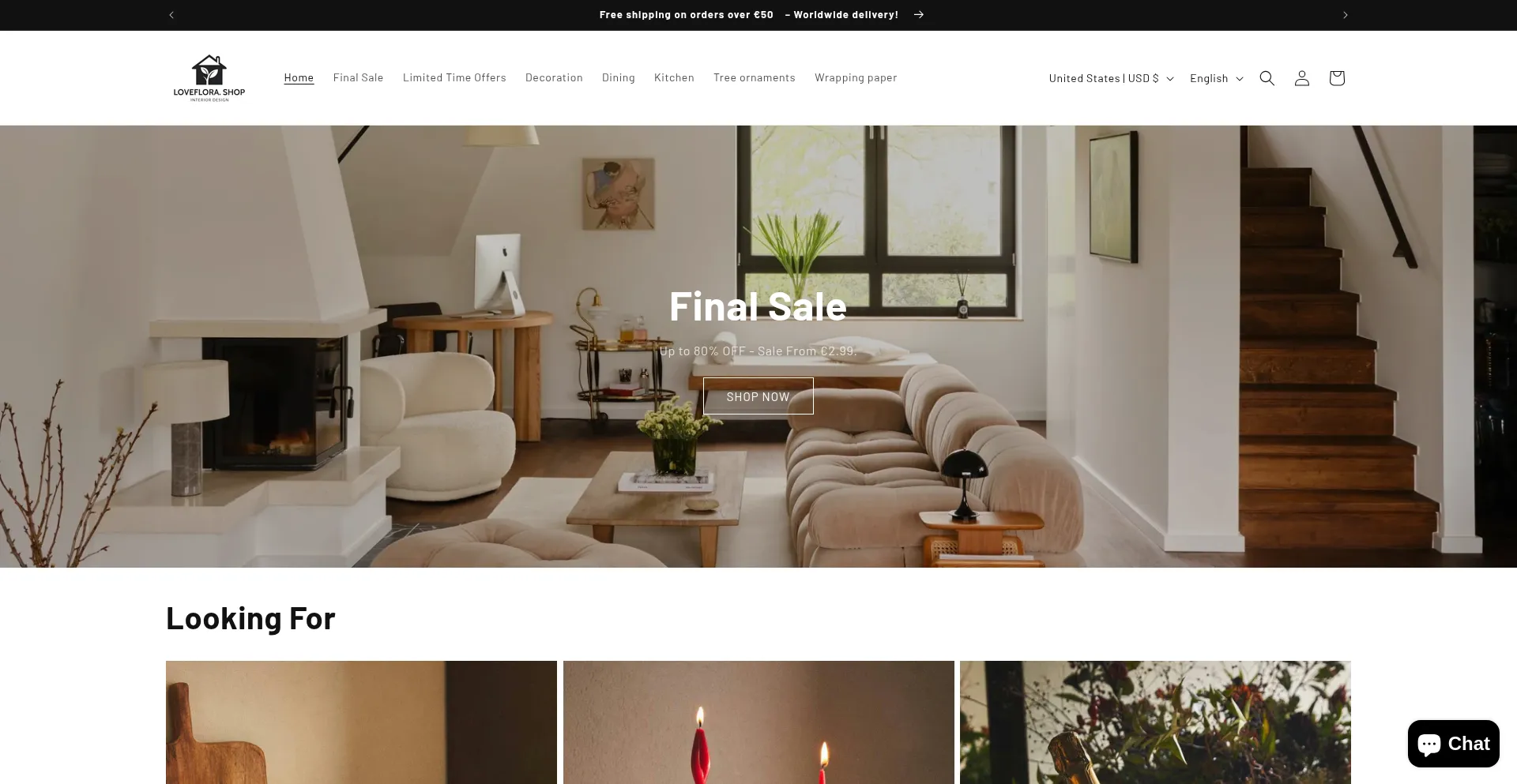 Website screenshot of Loveflora.shop