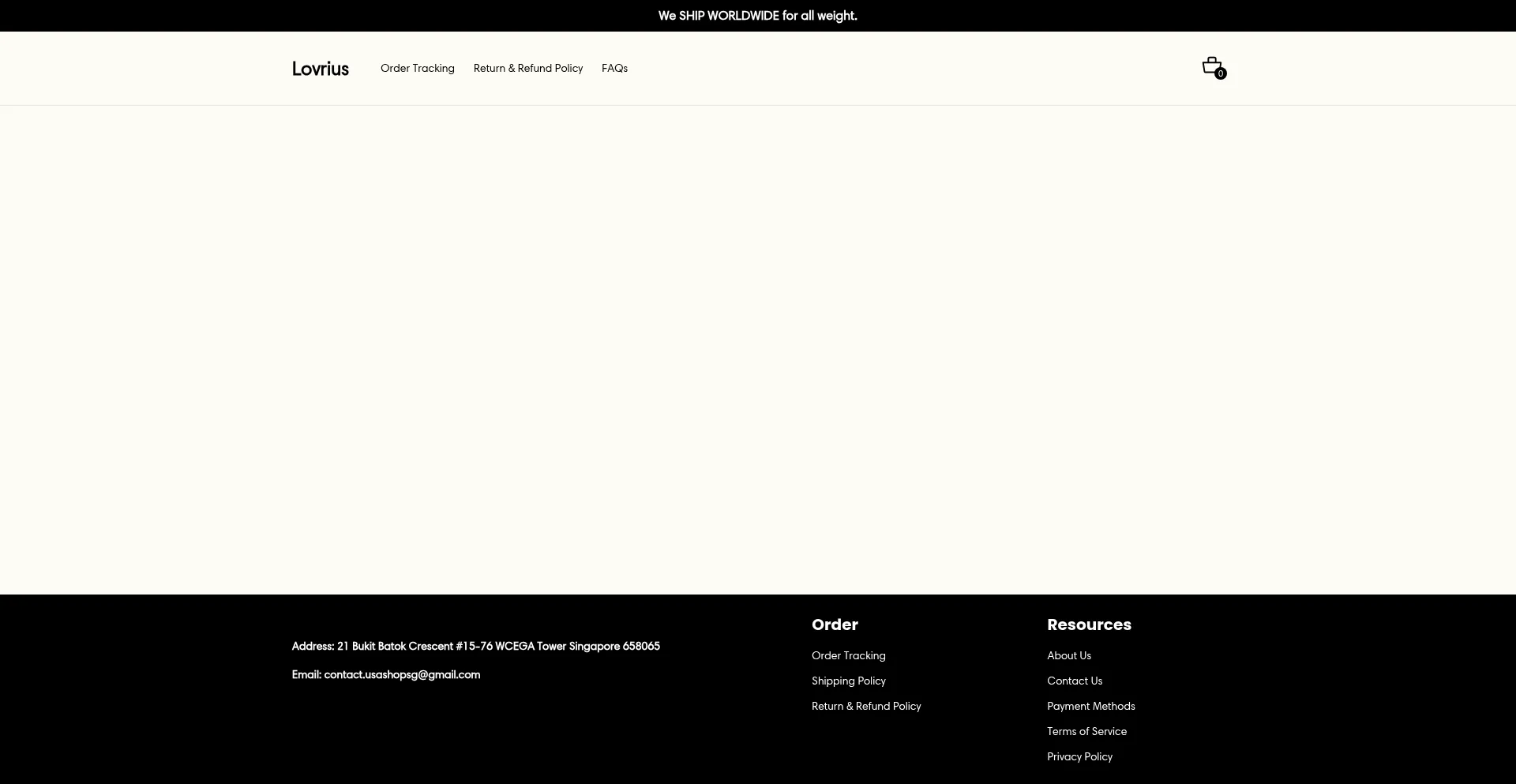 Website screenshot of Lovrius.com