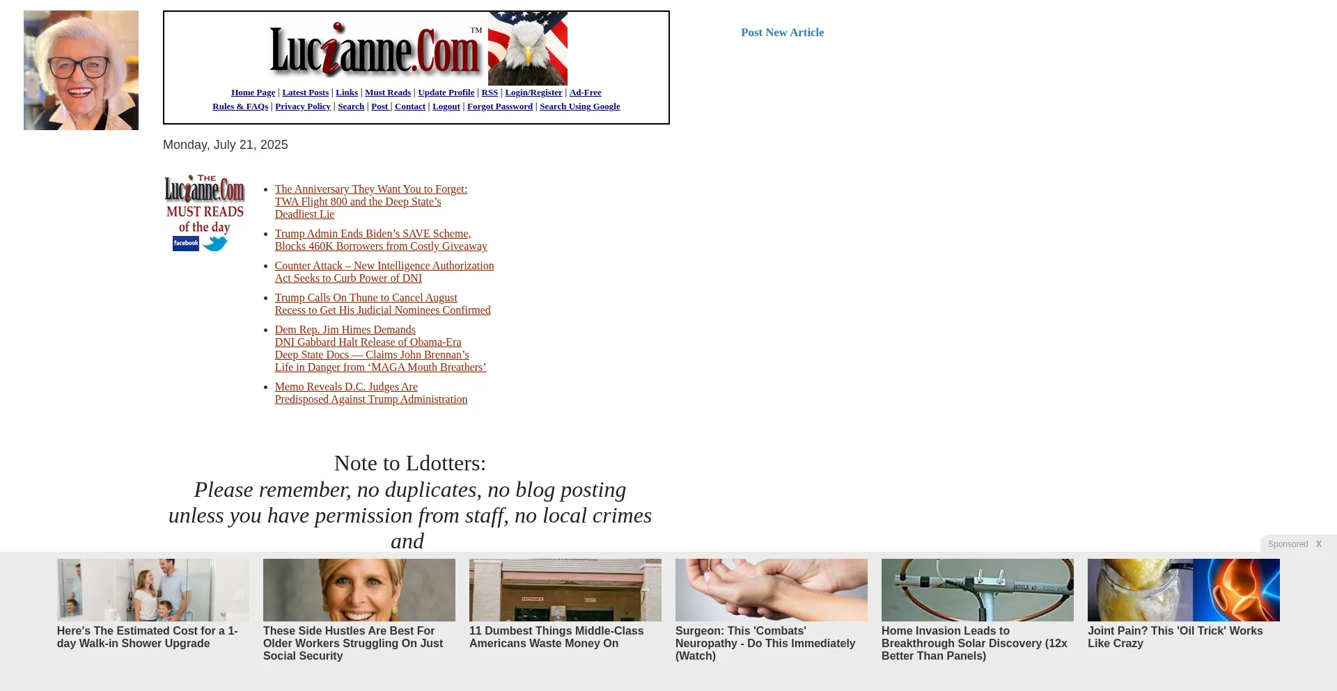 Website screenshot of Lucianne.com
