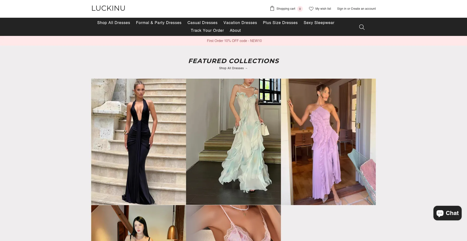 Website screenshot of Luckinu.com