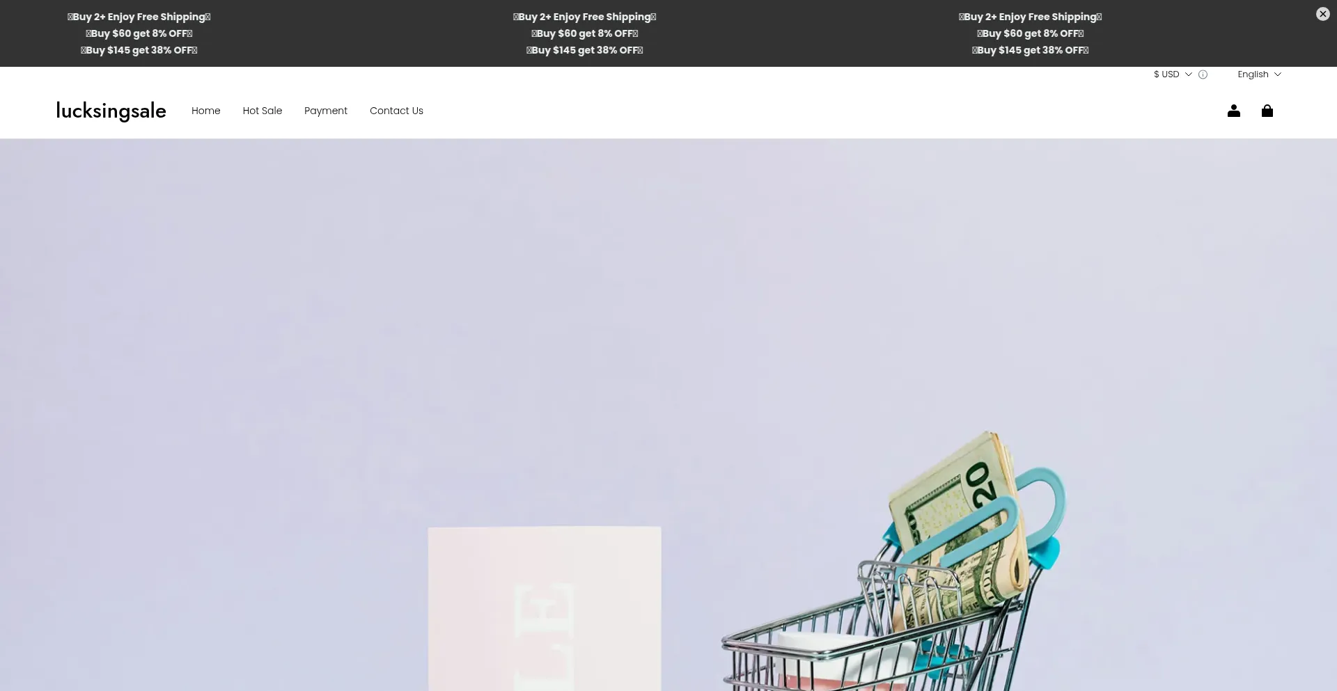 Website screenshot of Lucksingsale.com