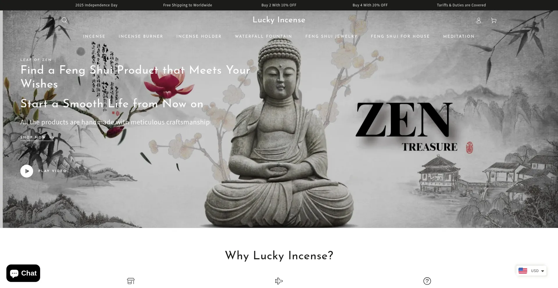 Website screenshot of Luckyincense.com