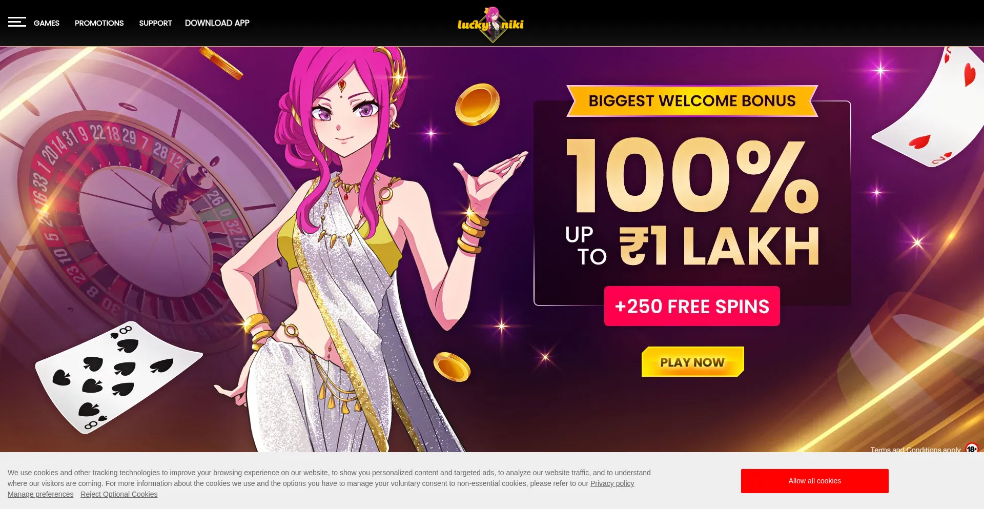Website screenshot of Luckyniki247.com