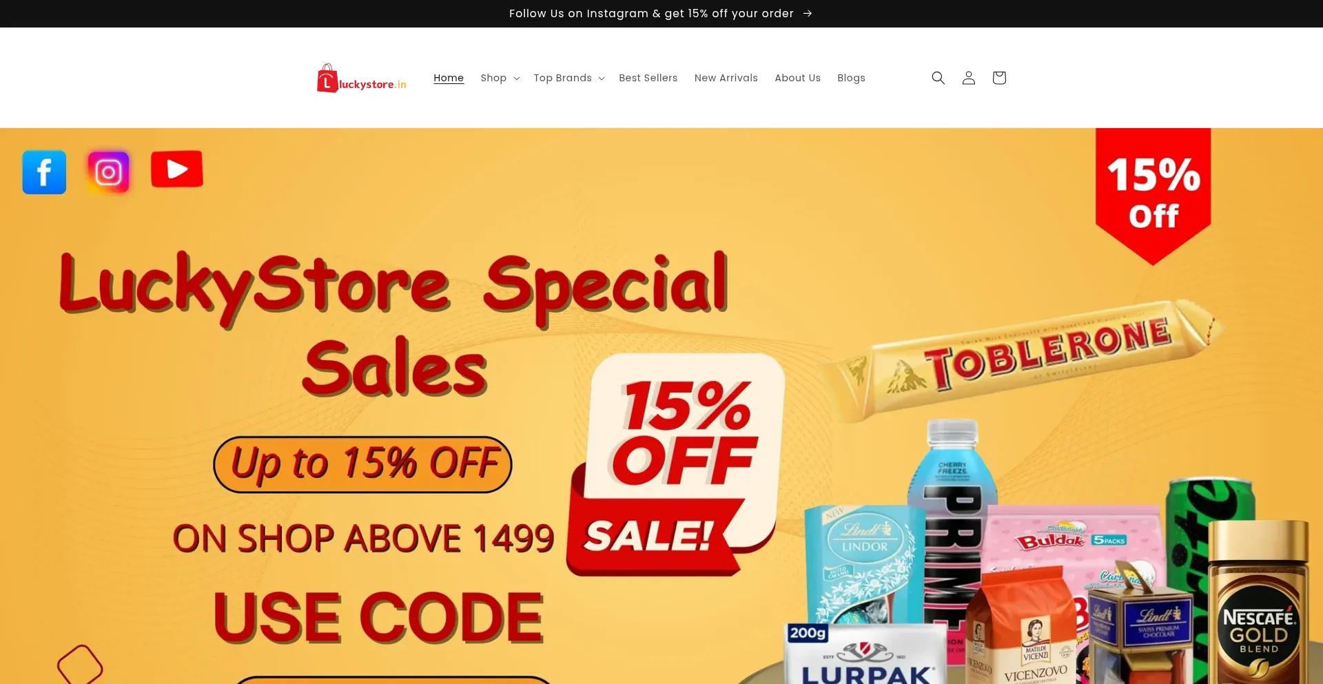 Website screenshot of Luckystore.in