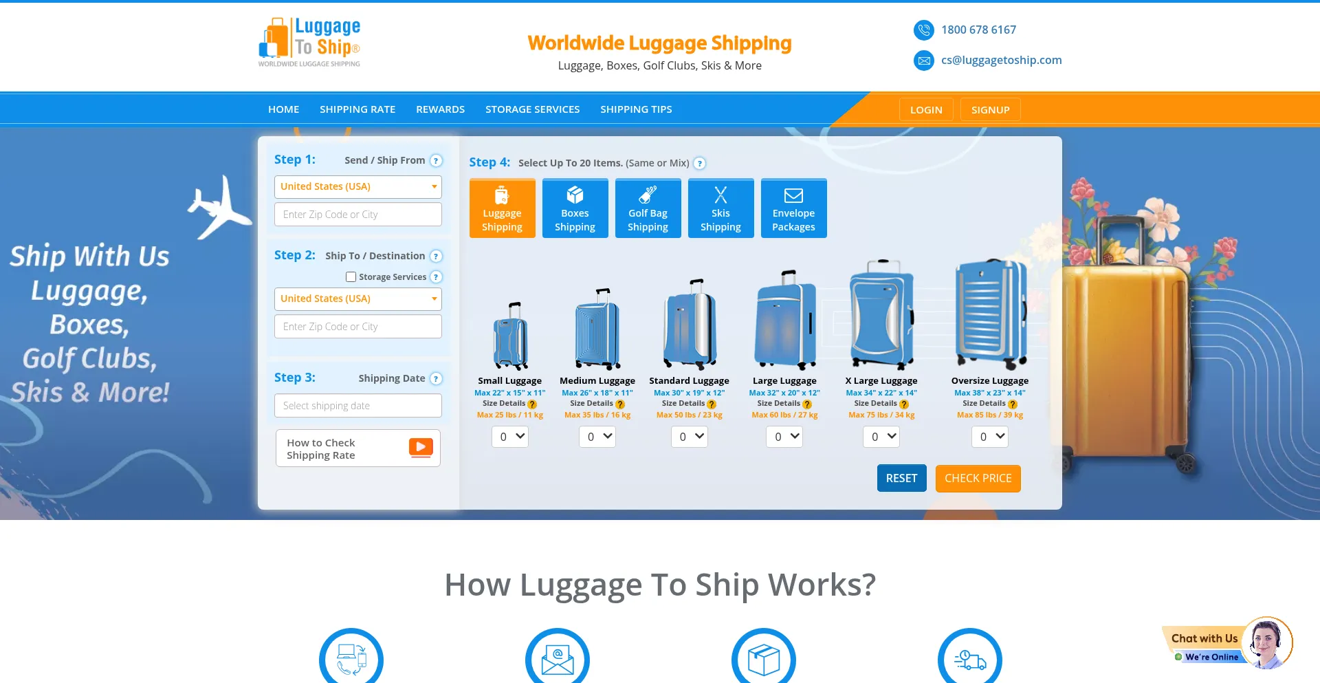 Luggagetoship.com Screenshot