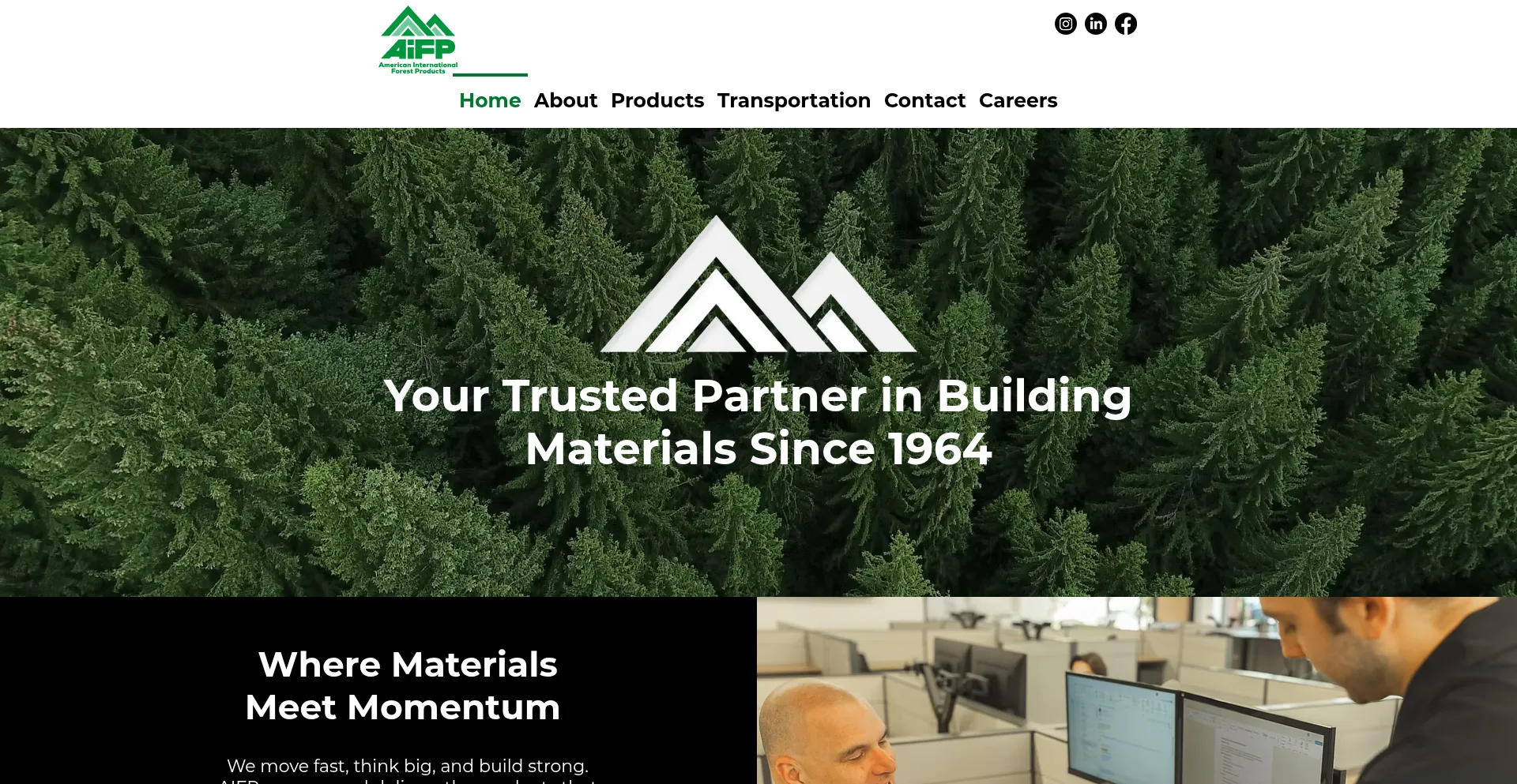 Website screenshot of Lumber.com
