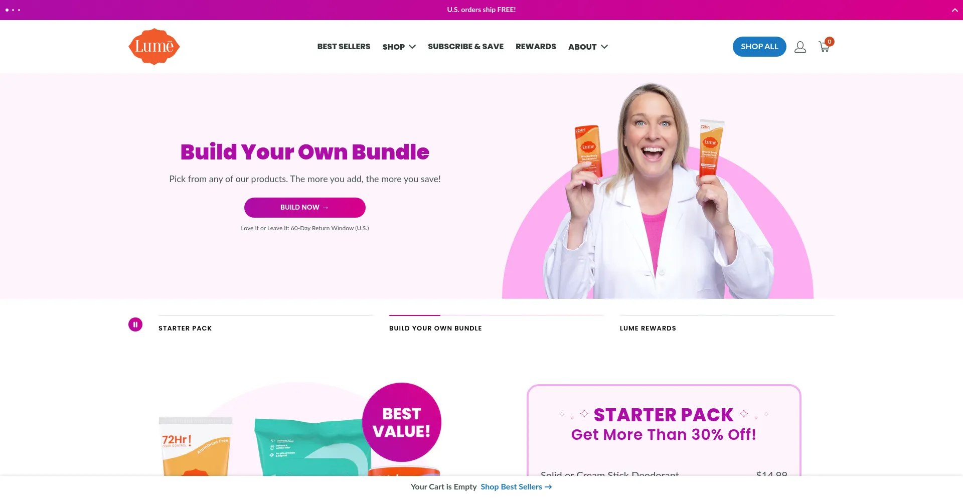 Website screenshot of Lumedeodorant.com
