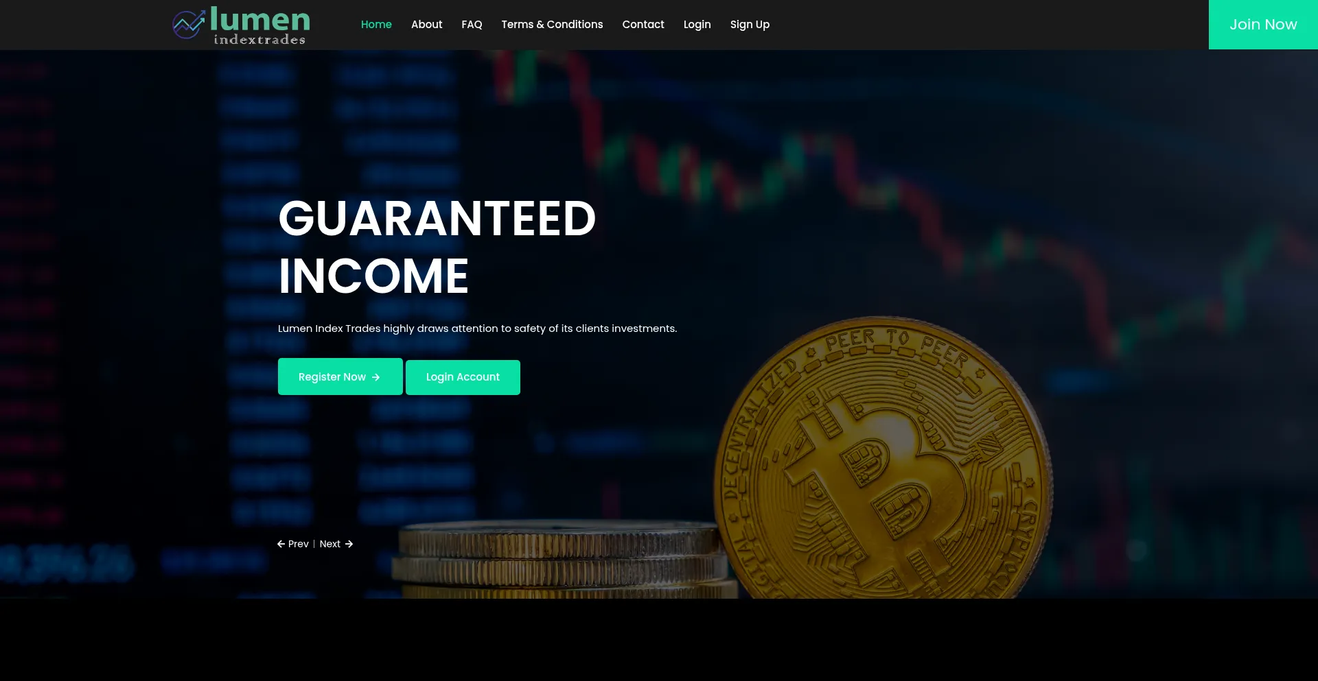 Website screenshot of Lumenindextrades.com