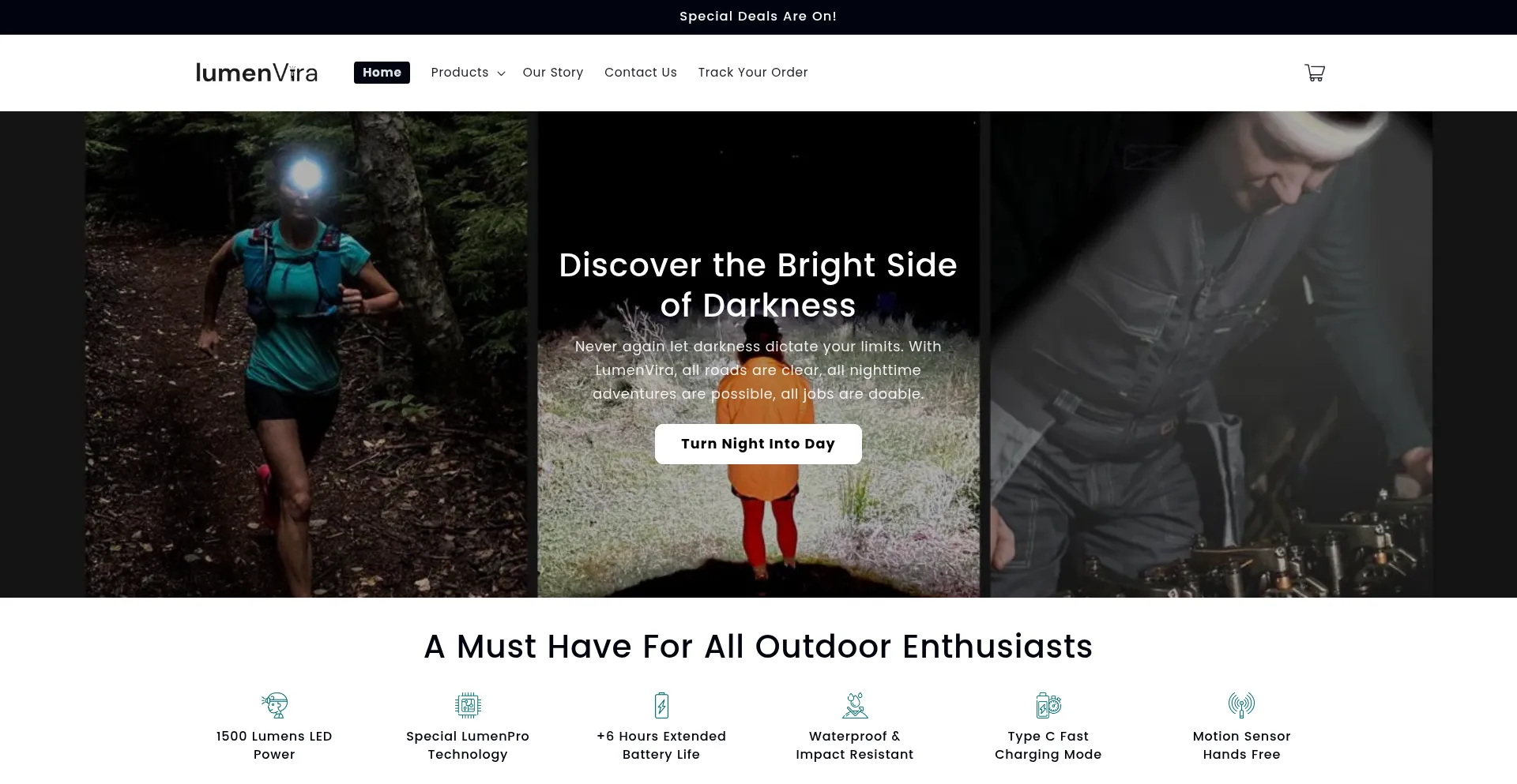 Website screenshot of Lumenvira.com