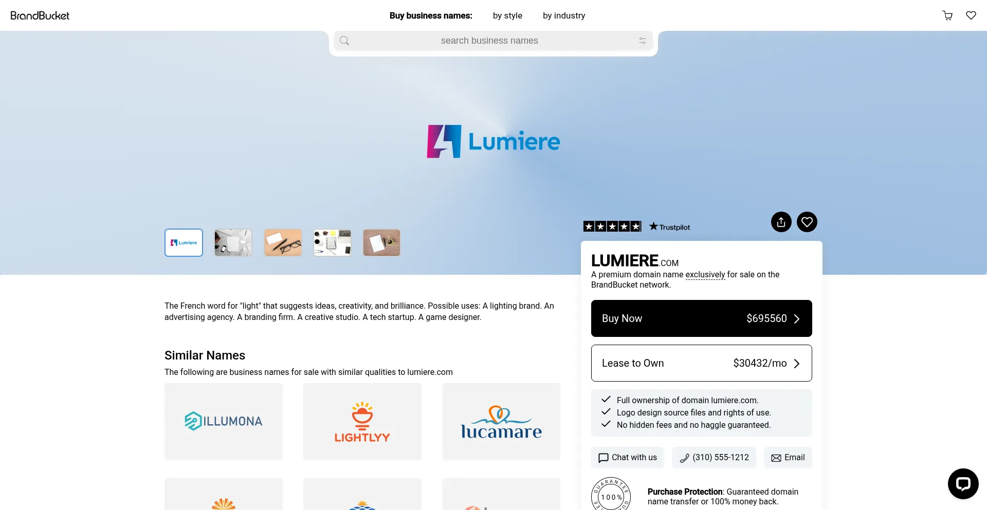 Website screenshot of Lumiere.com